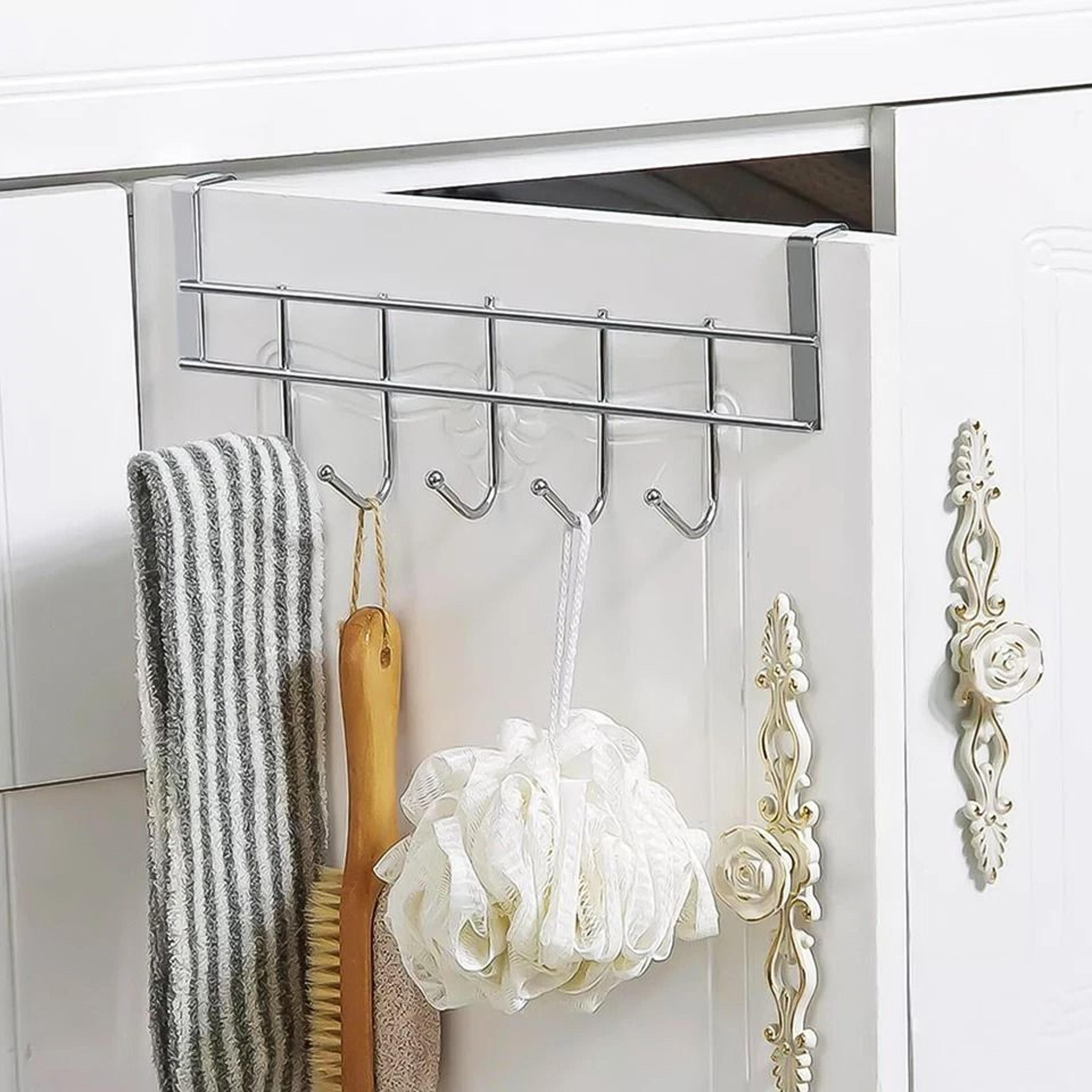 over-the-door metal hook rack hooks for towels, coats & hats durable stainless steel hanger for home & bathroom