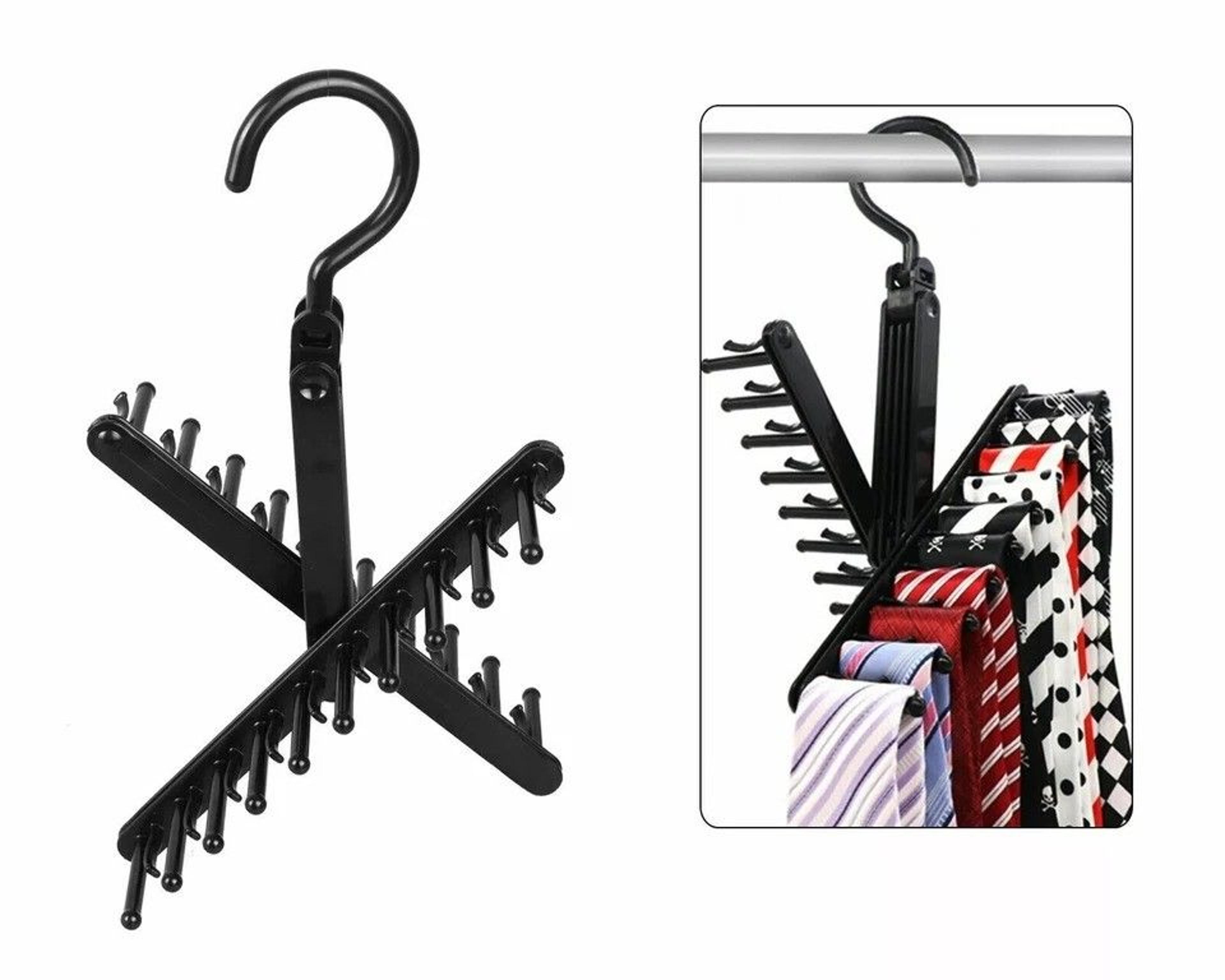cross x tie rack holder belt hanger with non-slip clips closet organizer for efficient tie storage