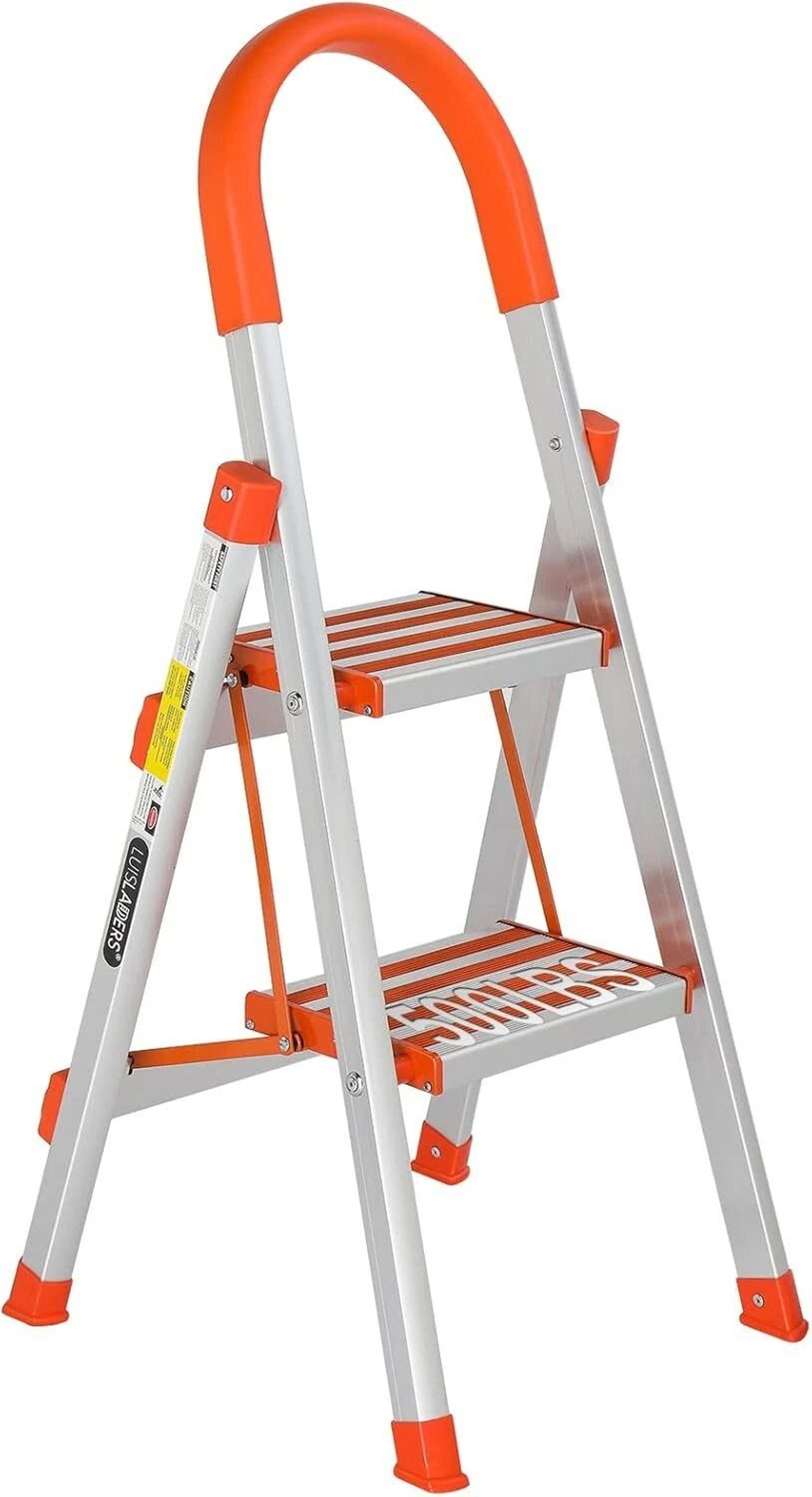 portable step aluminum ladder lightweight, folding step stool with anti-slip features