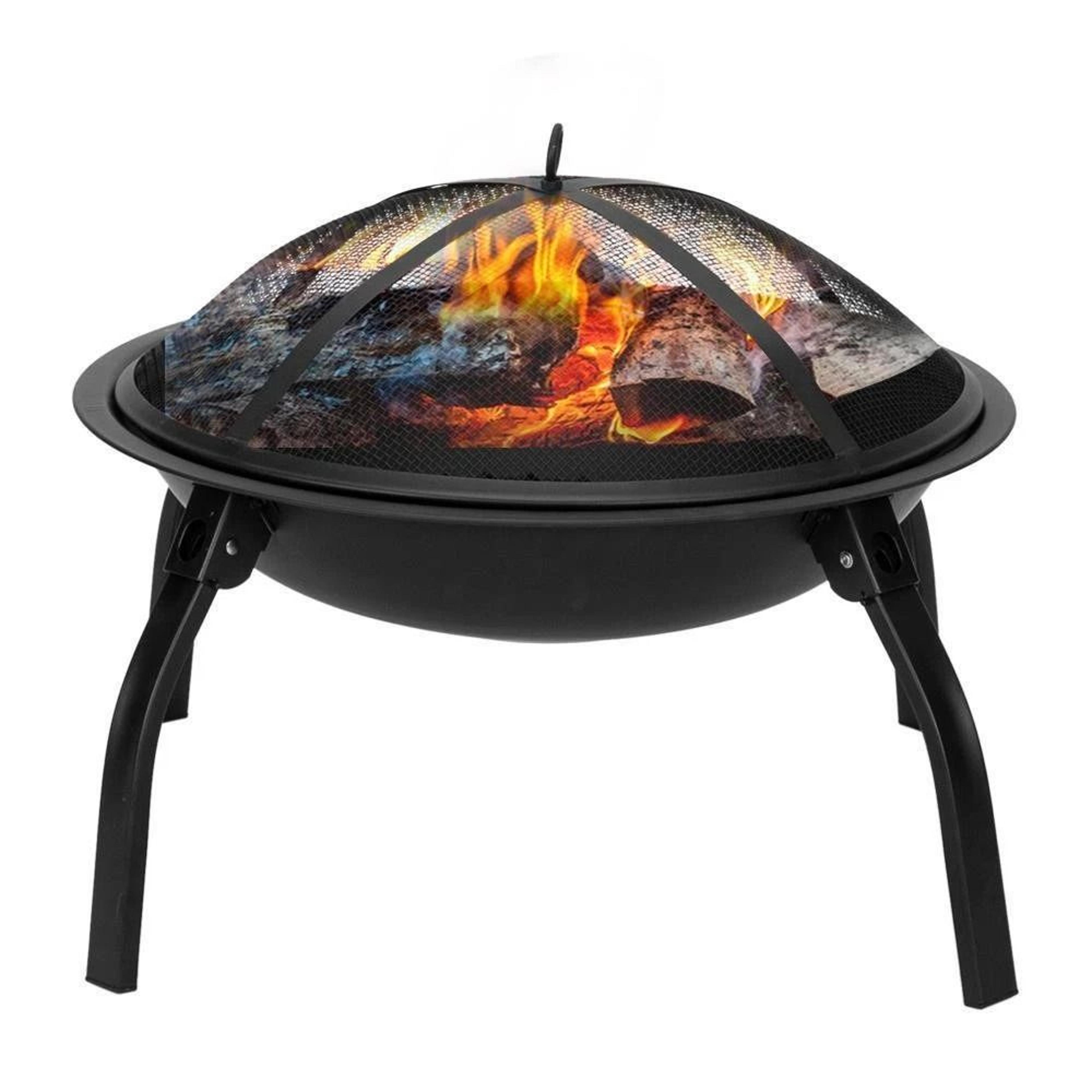folding wooden burning iron fire pit portable heater for backyard & patio, durable metal firepit for outdoor use