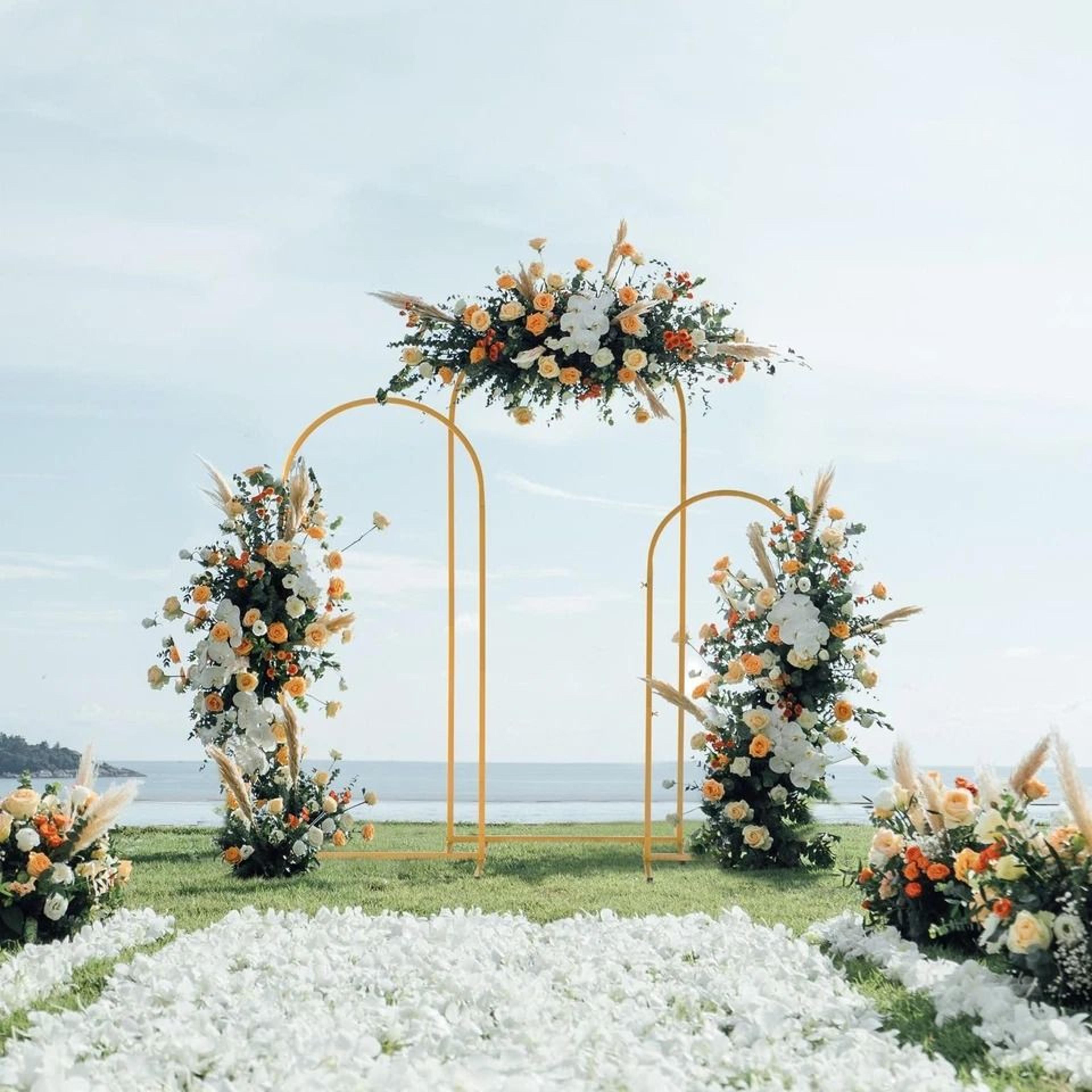 gold wedding arch backdrop stand piece metal arch for party & events