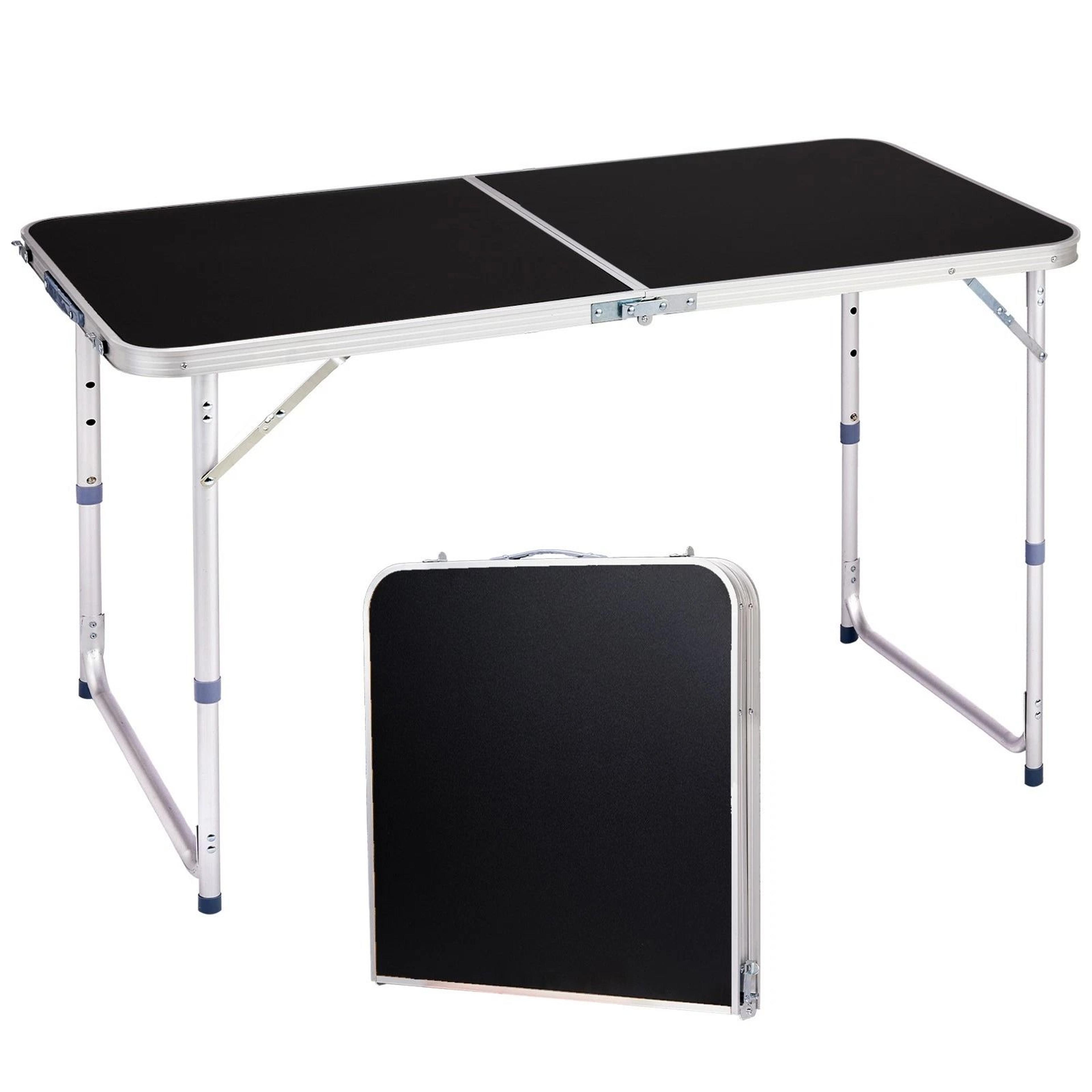 portable folding table plastic table for indoor & outdoor parties, black