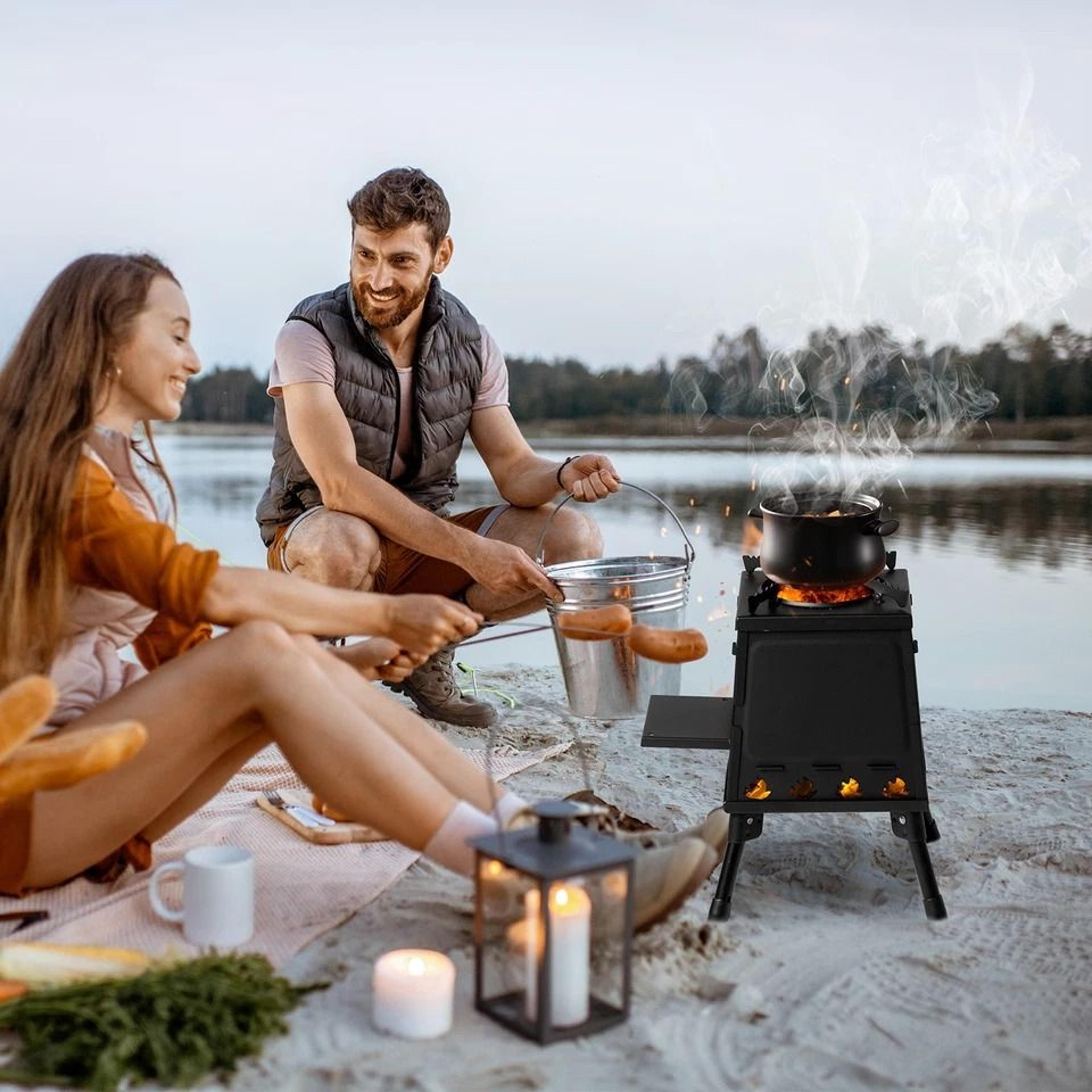 portable wood burning tent stove for camping, hiking & outdoor cooking efficient, eco-friendly, and durable