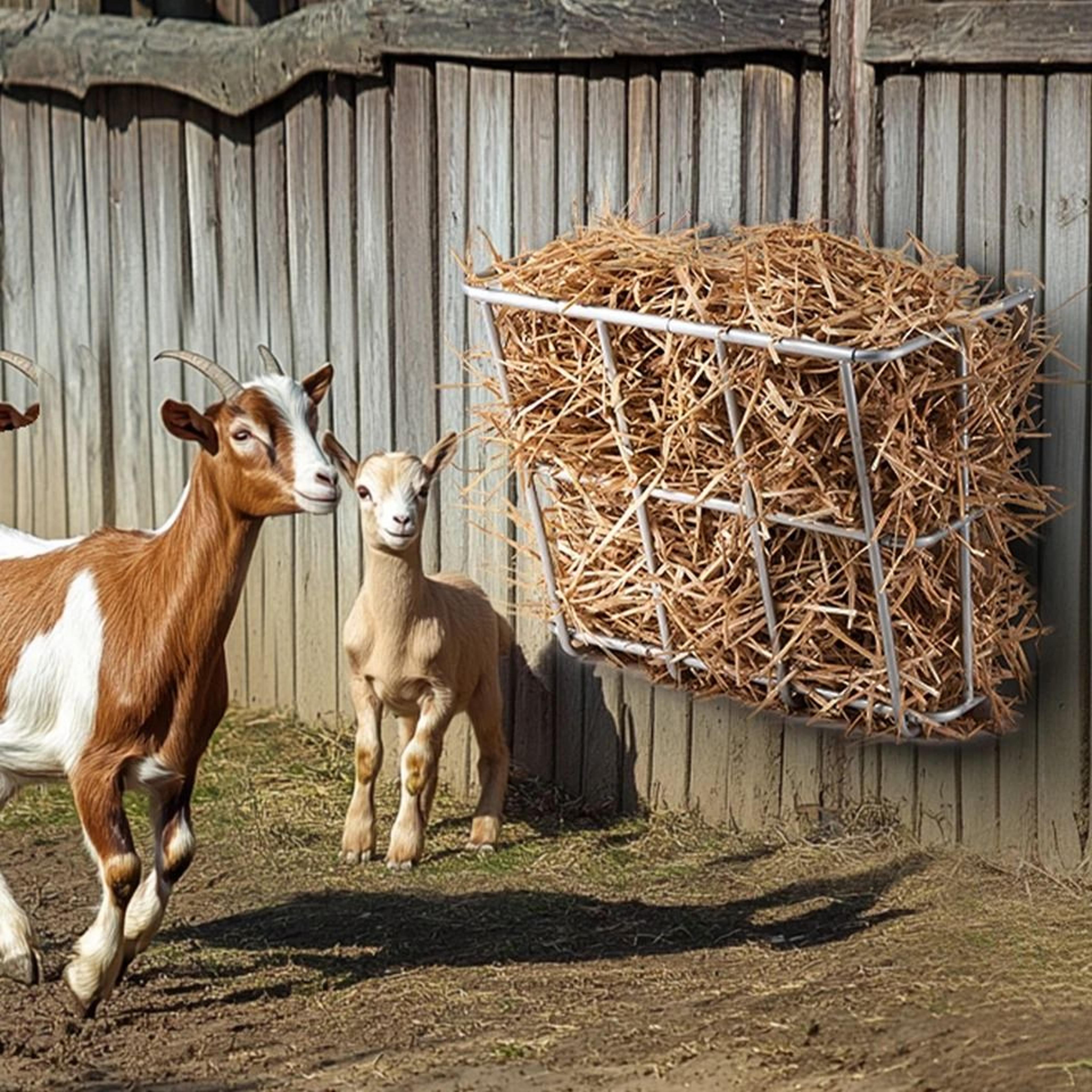 livestock hay feeder for horses & goats gallon wall-mounted hay rack