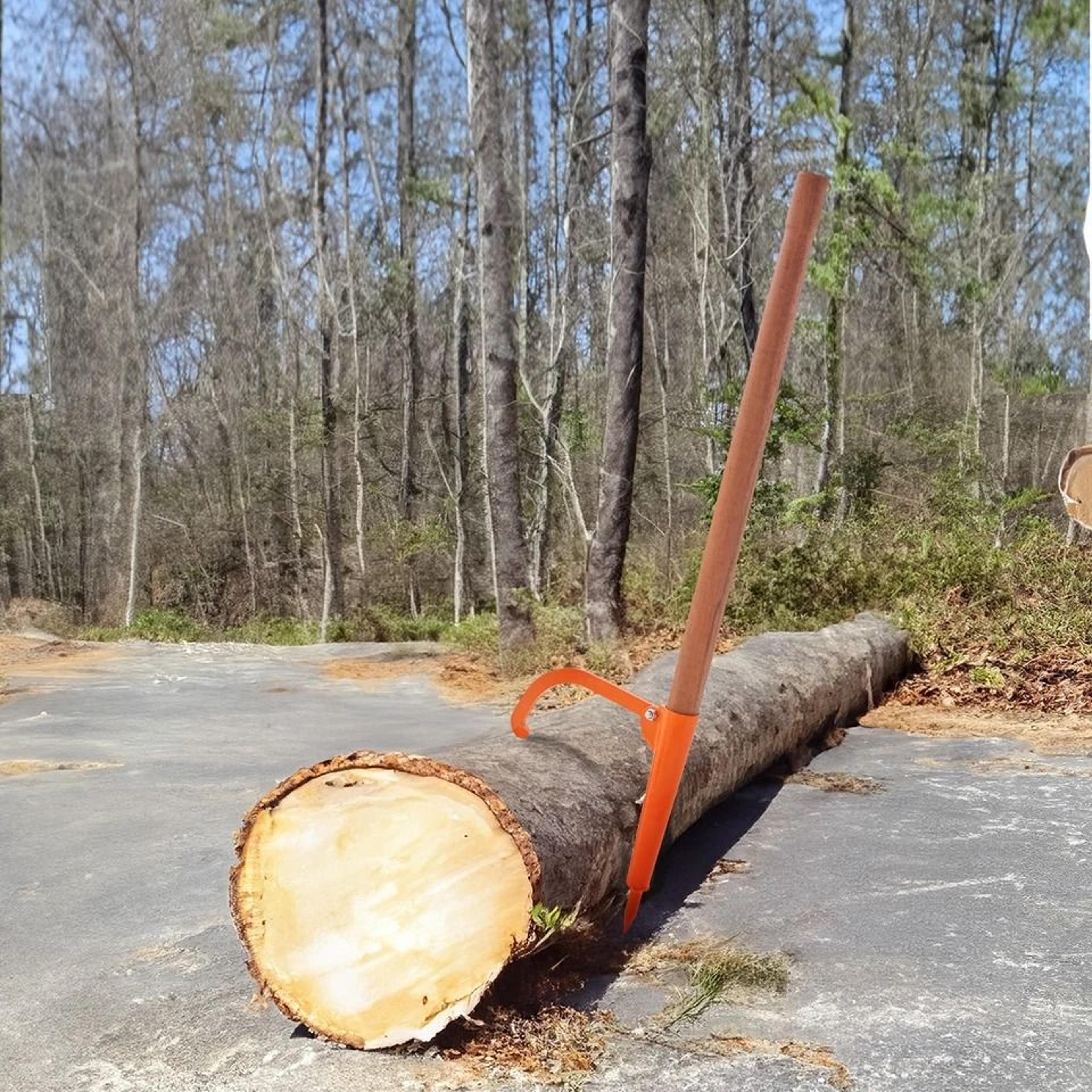 log peavey with wooden handle, heavy-duty log lifter & roller for logs