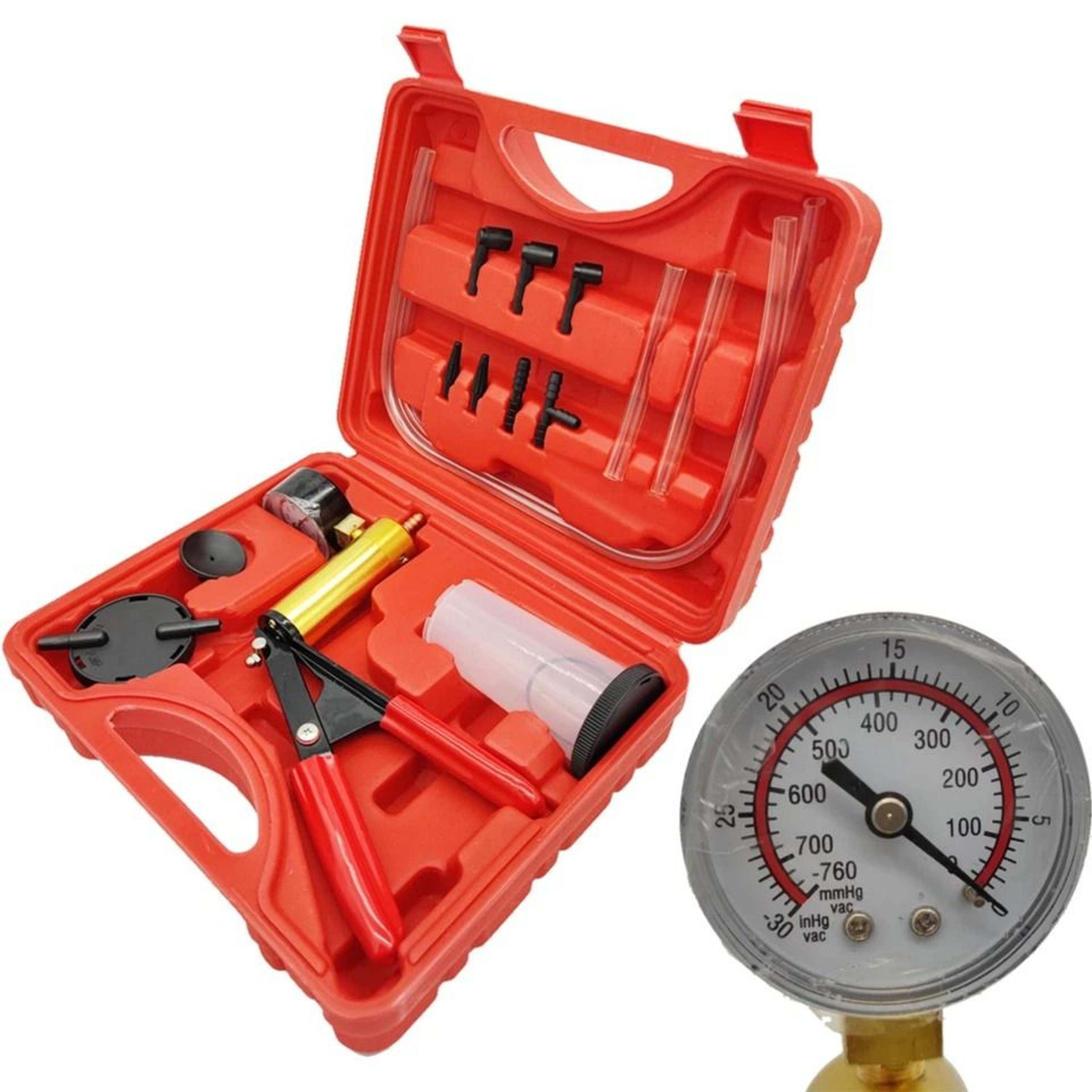 hand held vacuum pressure pump tester kit brake fluid bleeder set with box
