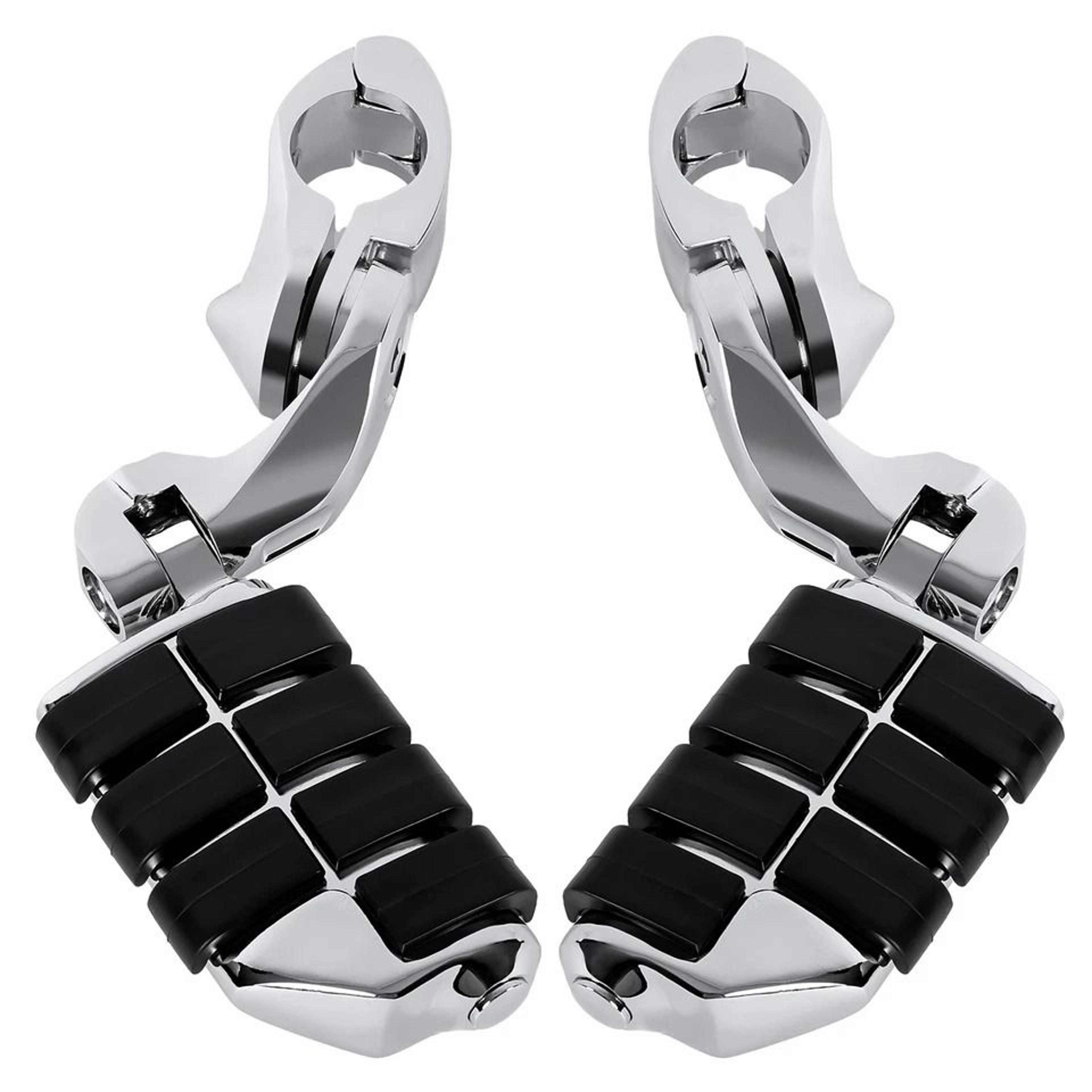 premium chrome touring highway foot pegs for harley road king & street glide crash bar foot pegs