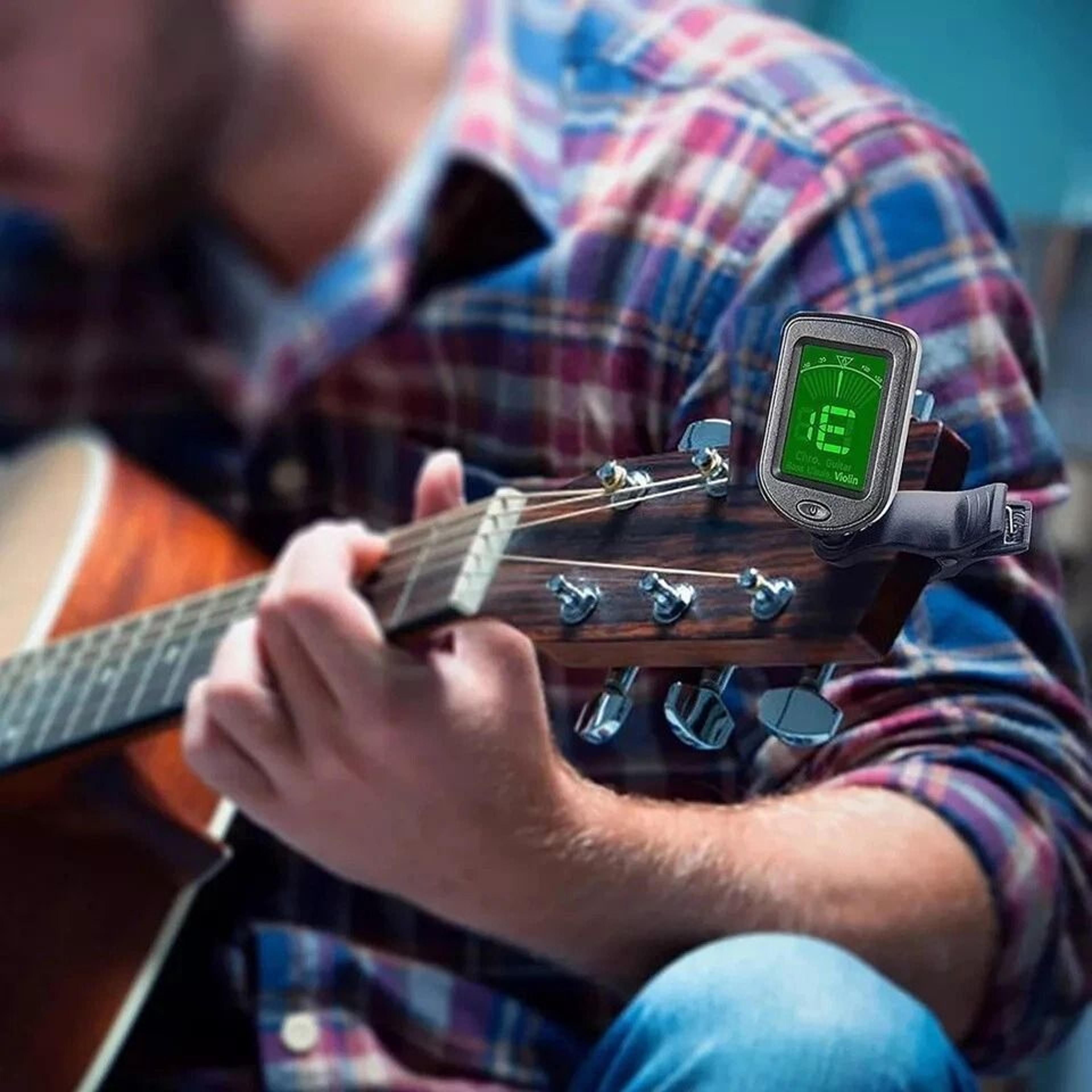 clip-on guitar tuner with lcd display chromatic digital tuner for guitar bass ukulele violin