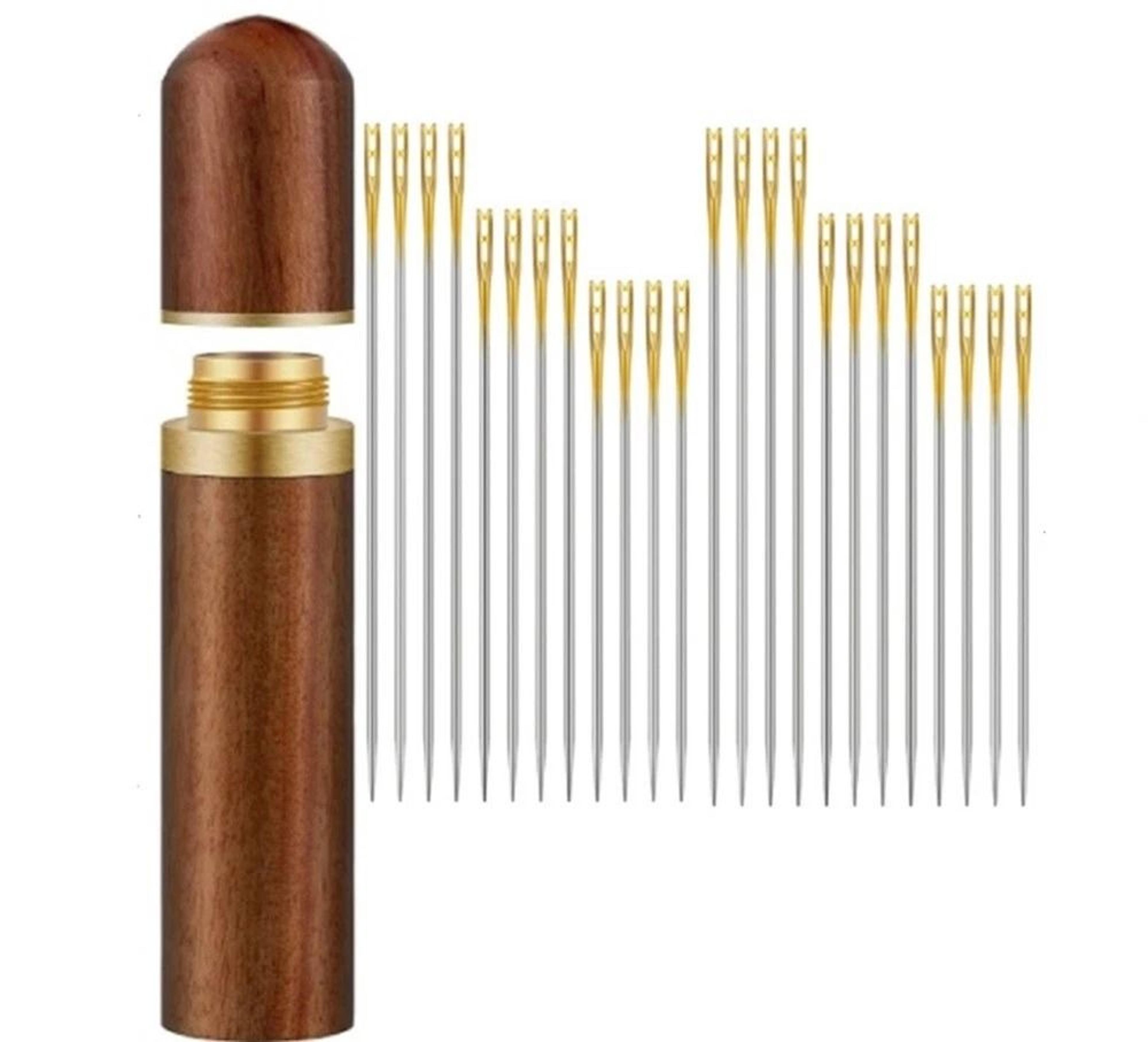 self threading sewing needles with case premium stainless steel darning needles for easy threading