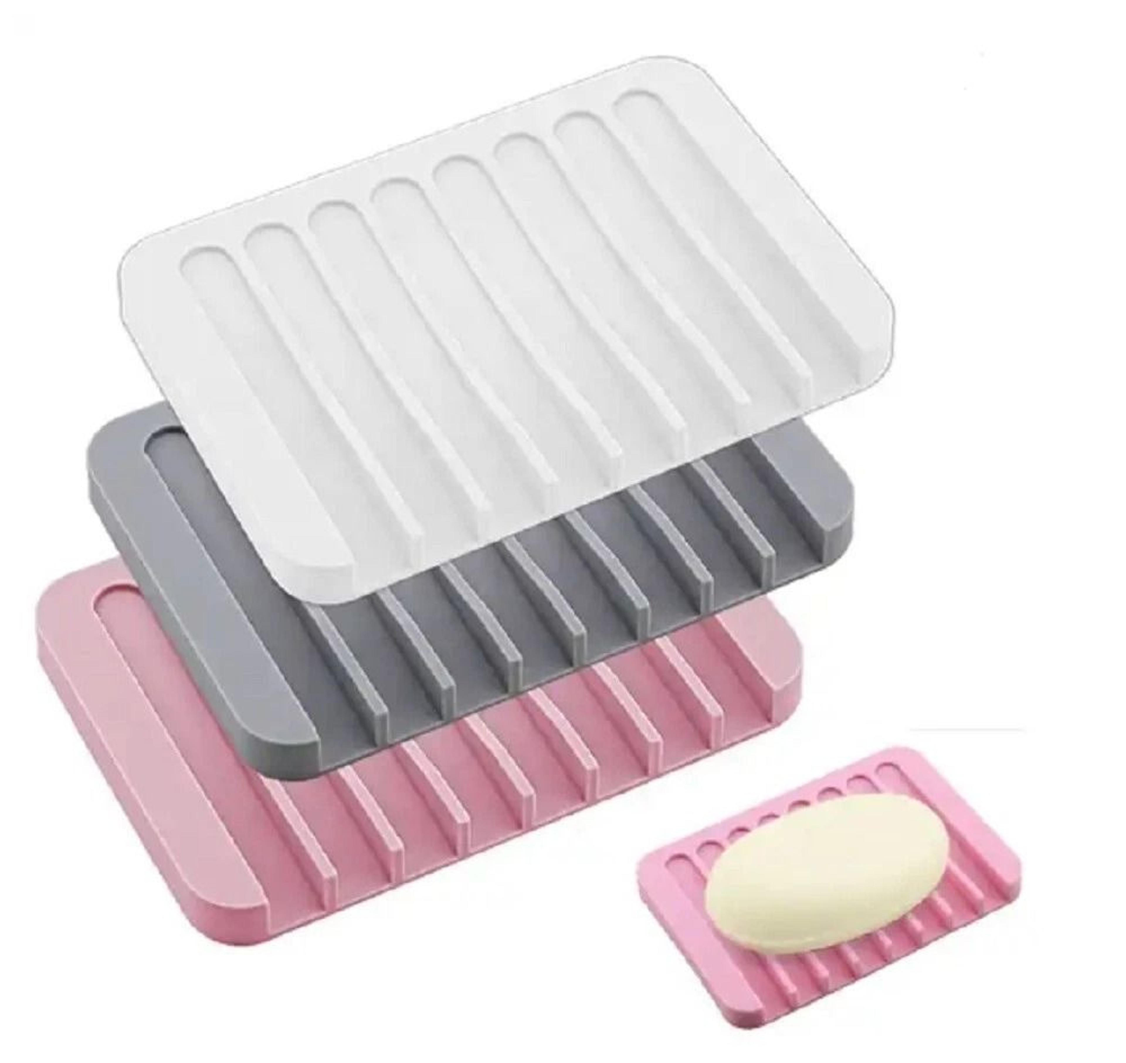 silicone soap dish set self-draining water drainer tray for bathroom soap, quick-dry silicone holder