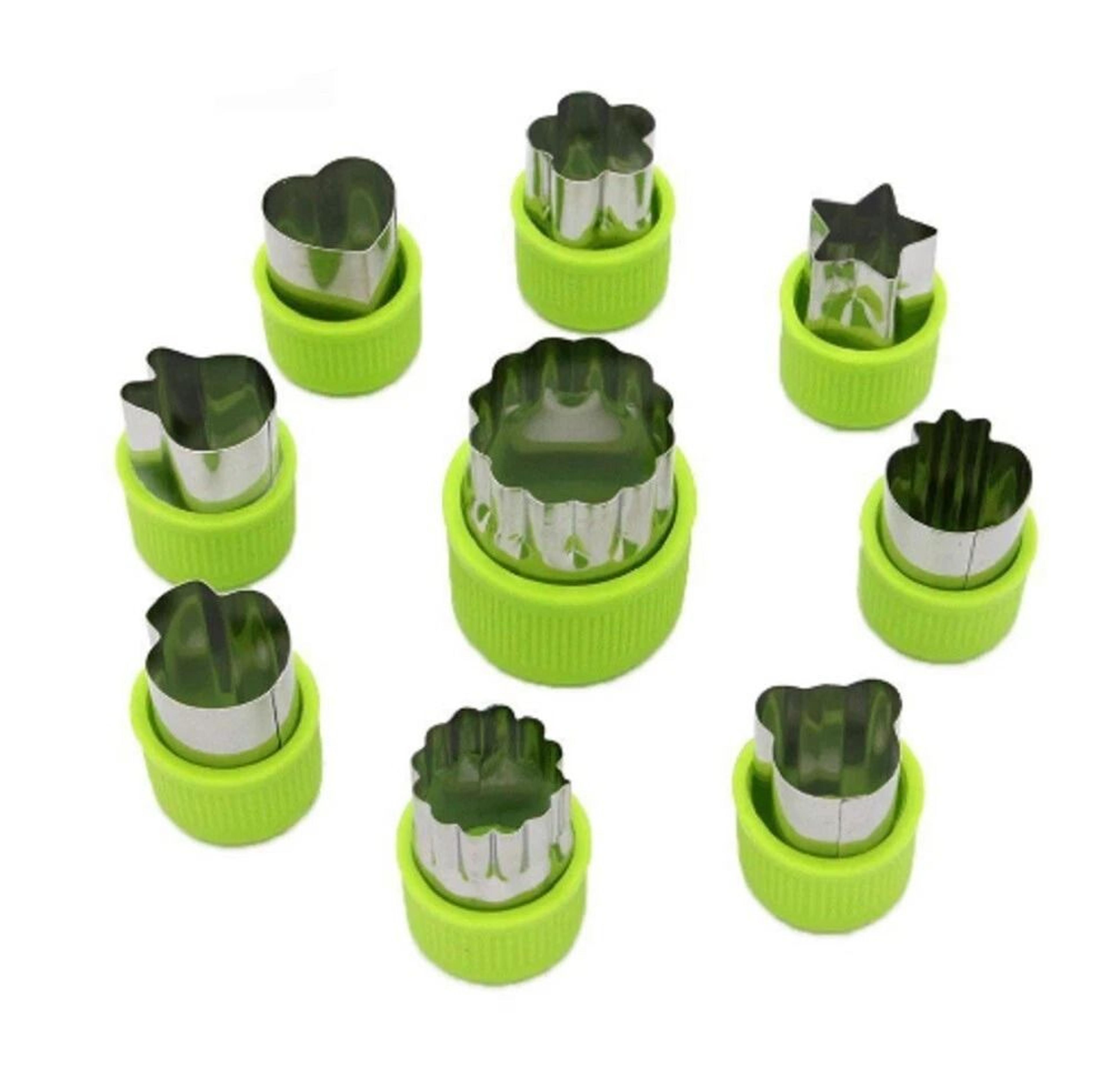stainless steel fruit & veggie cutter set with mini cookie shaped slicers & molds