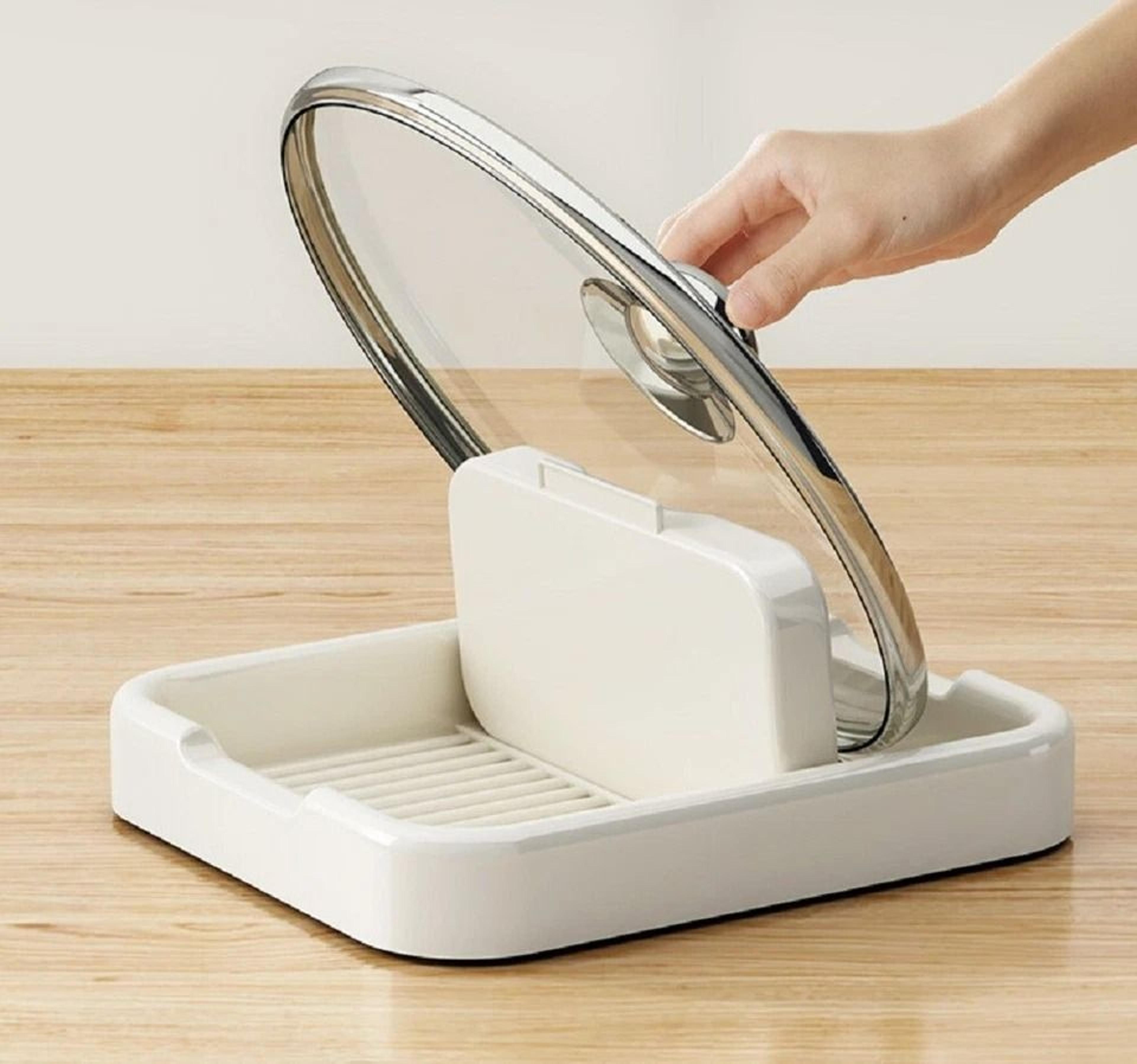 foldable countertop pot lid holder & spoon rest rack kitchen utensil organizer stand