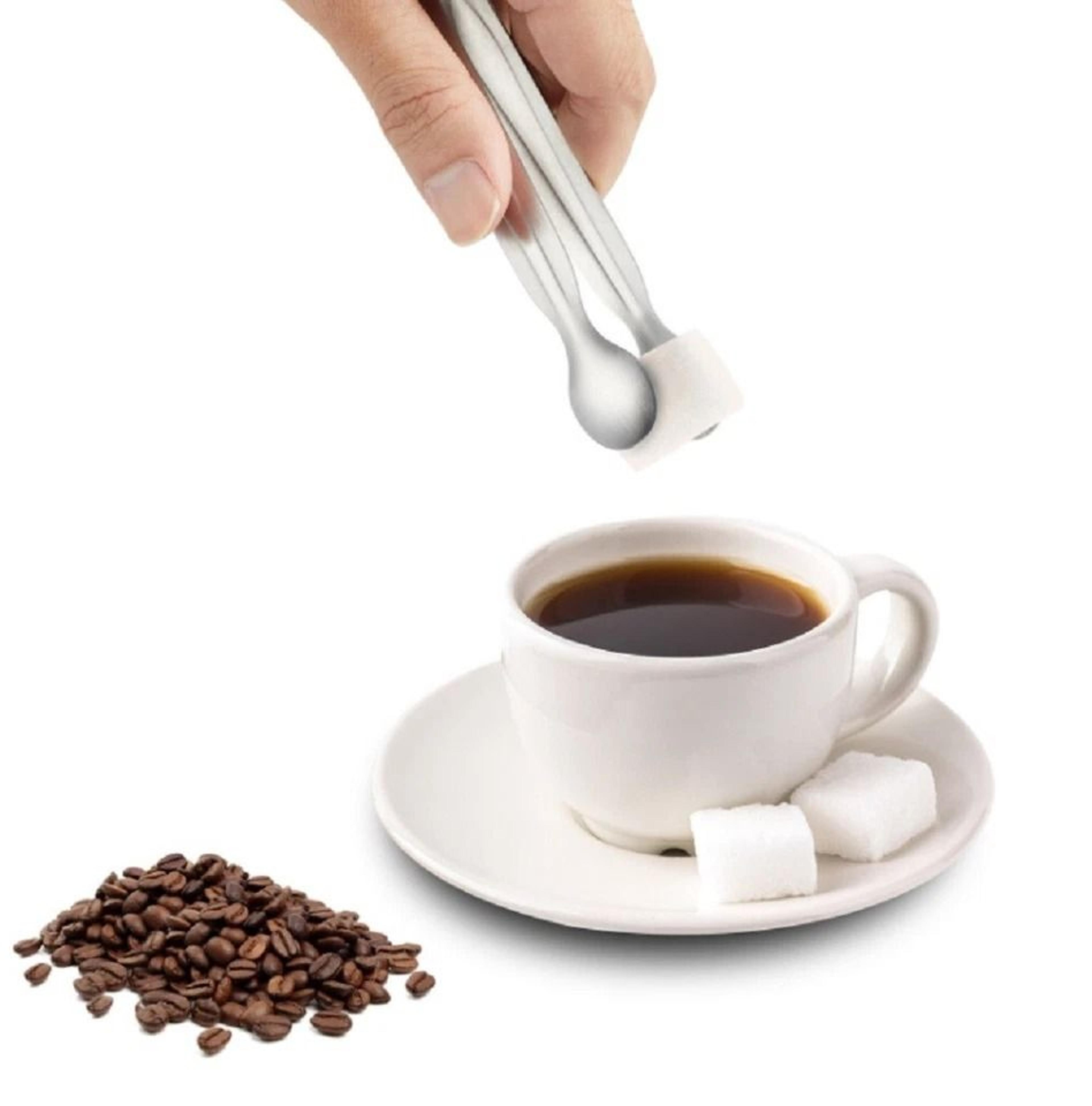 stainless steel mini tongs for sugar cubes, ice, and coffee bar use