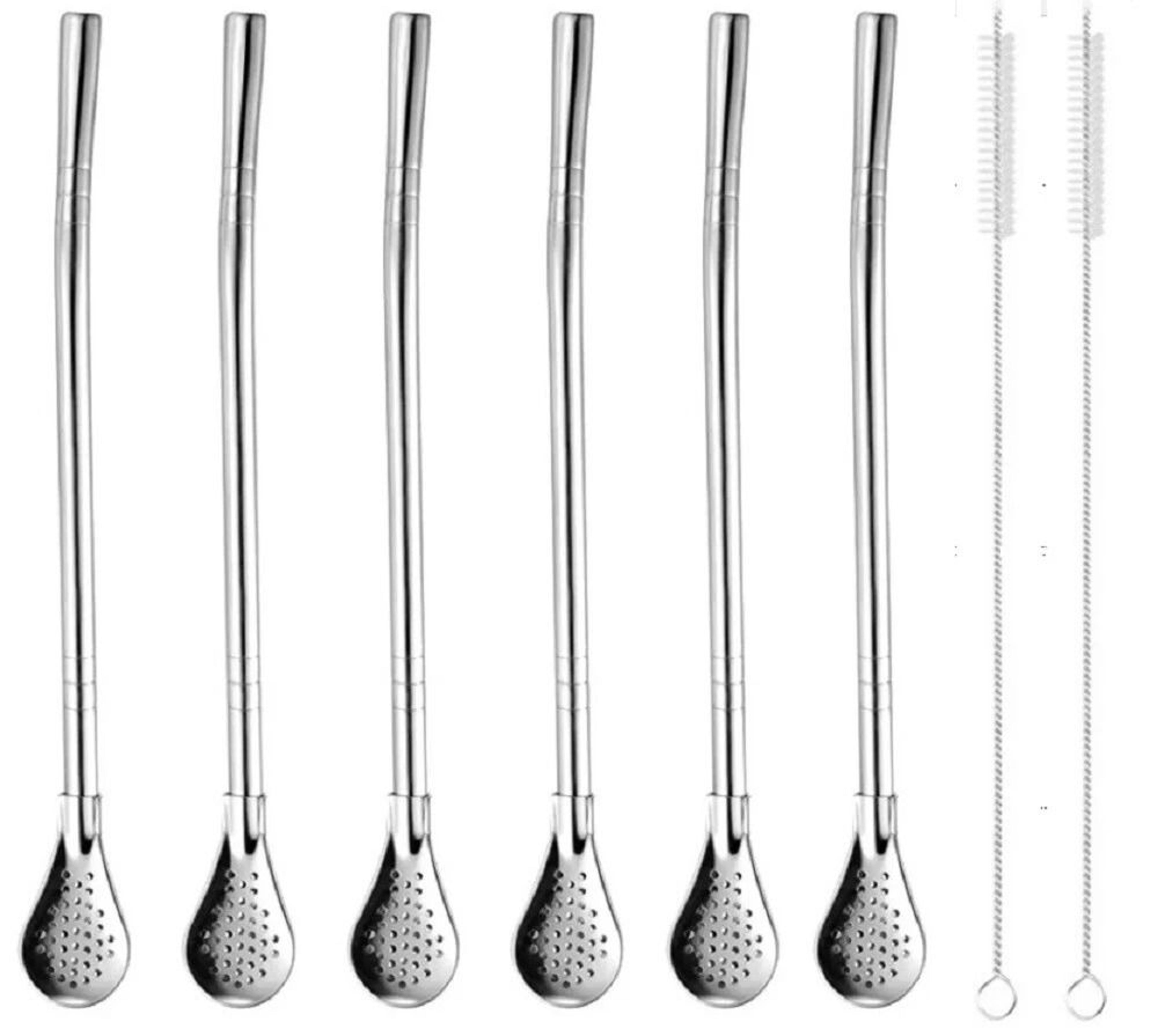 stainless steel reusable drinking straws set with filter spoon & cleaning brushes eco-friendly, durable, and convenient