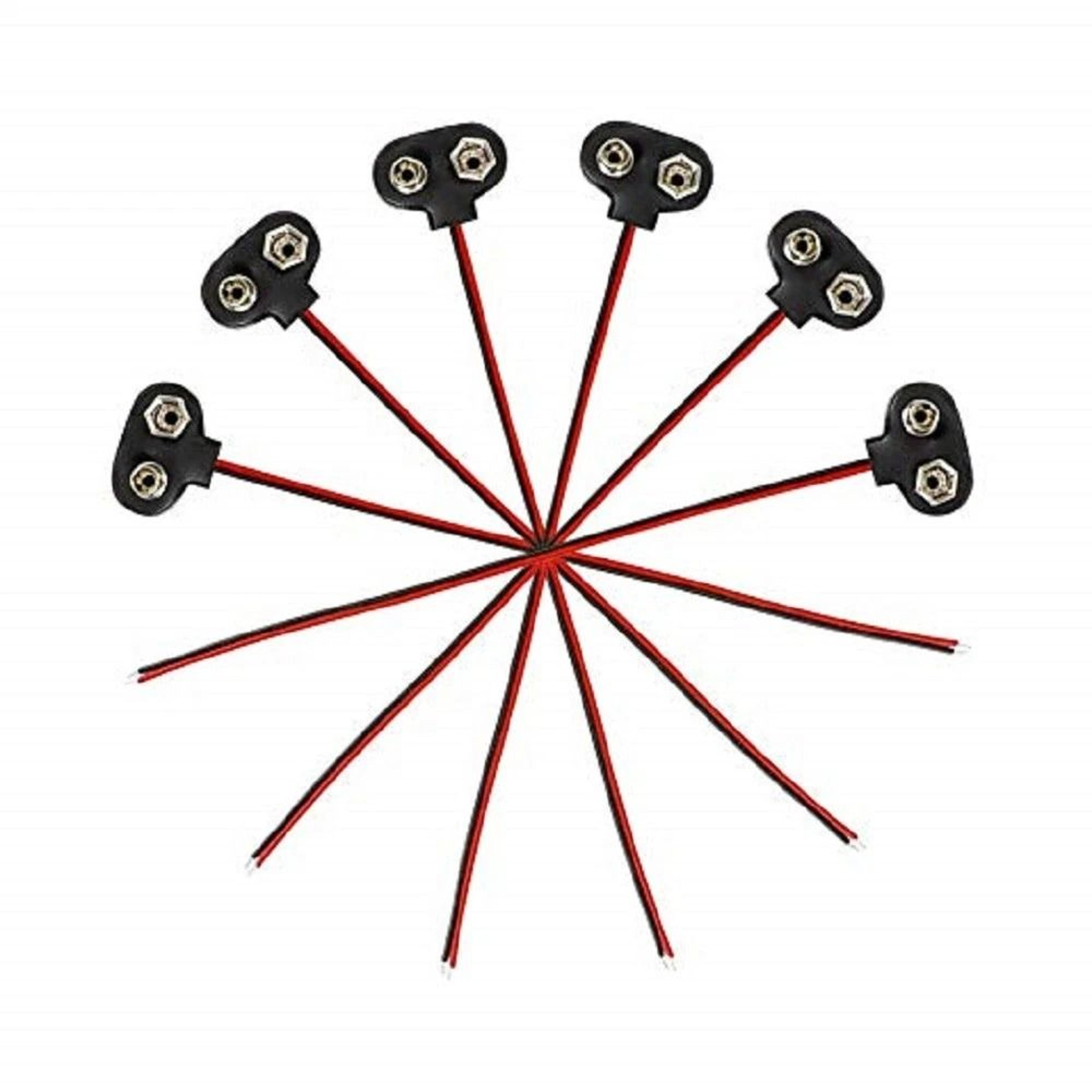 battery snap connector clip with t-type leads for diy projects black wire