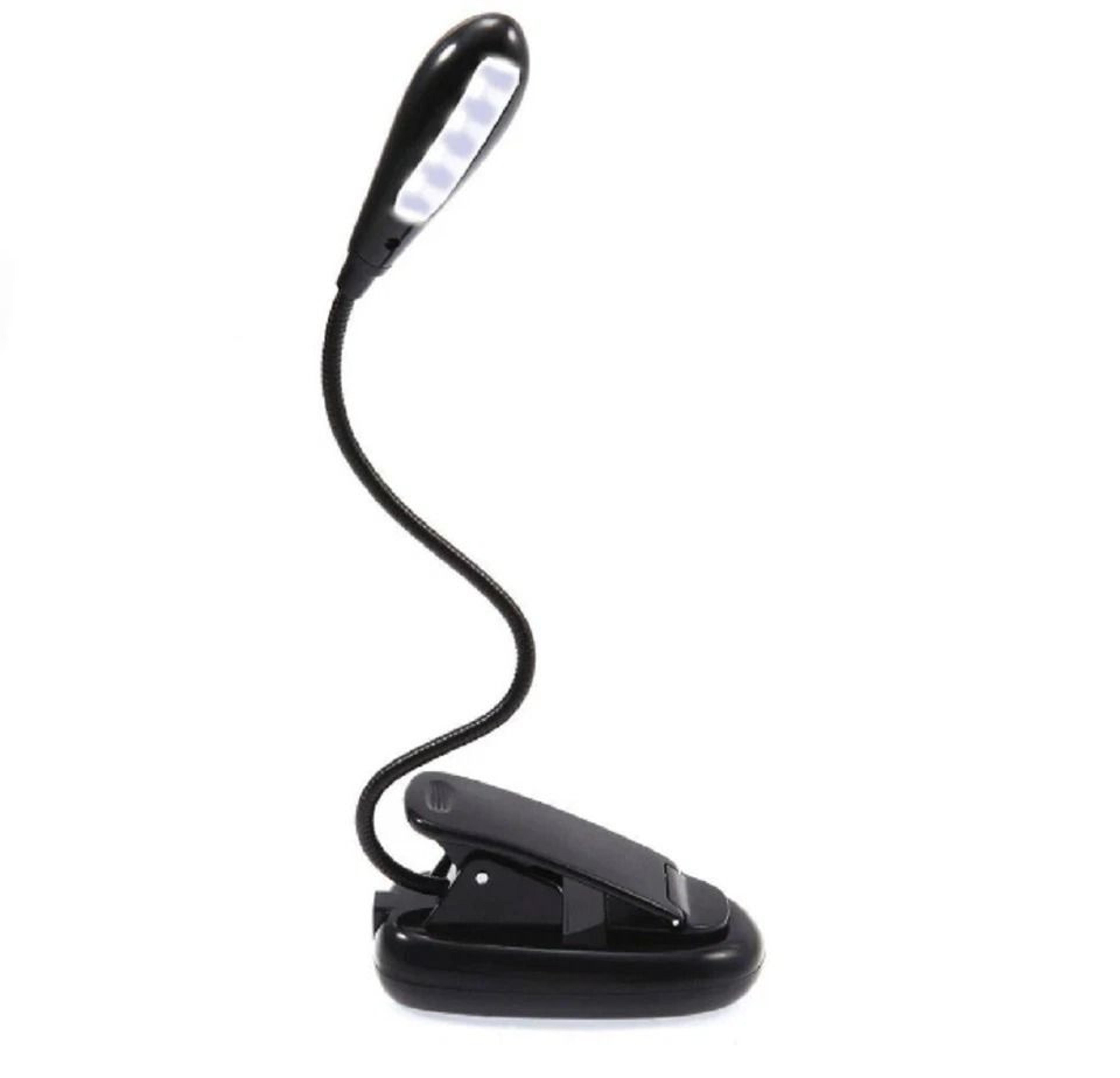 clip-on led reading light for book and laptop flexible, battery-powered, adjustable lamp