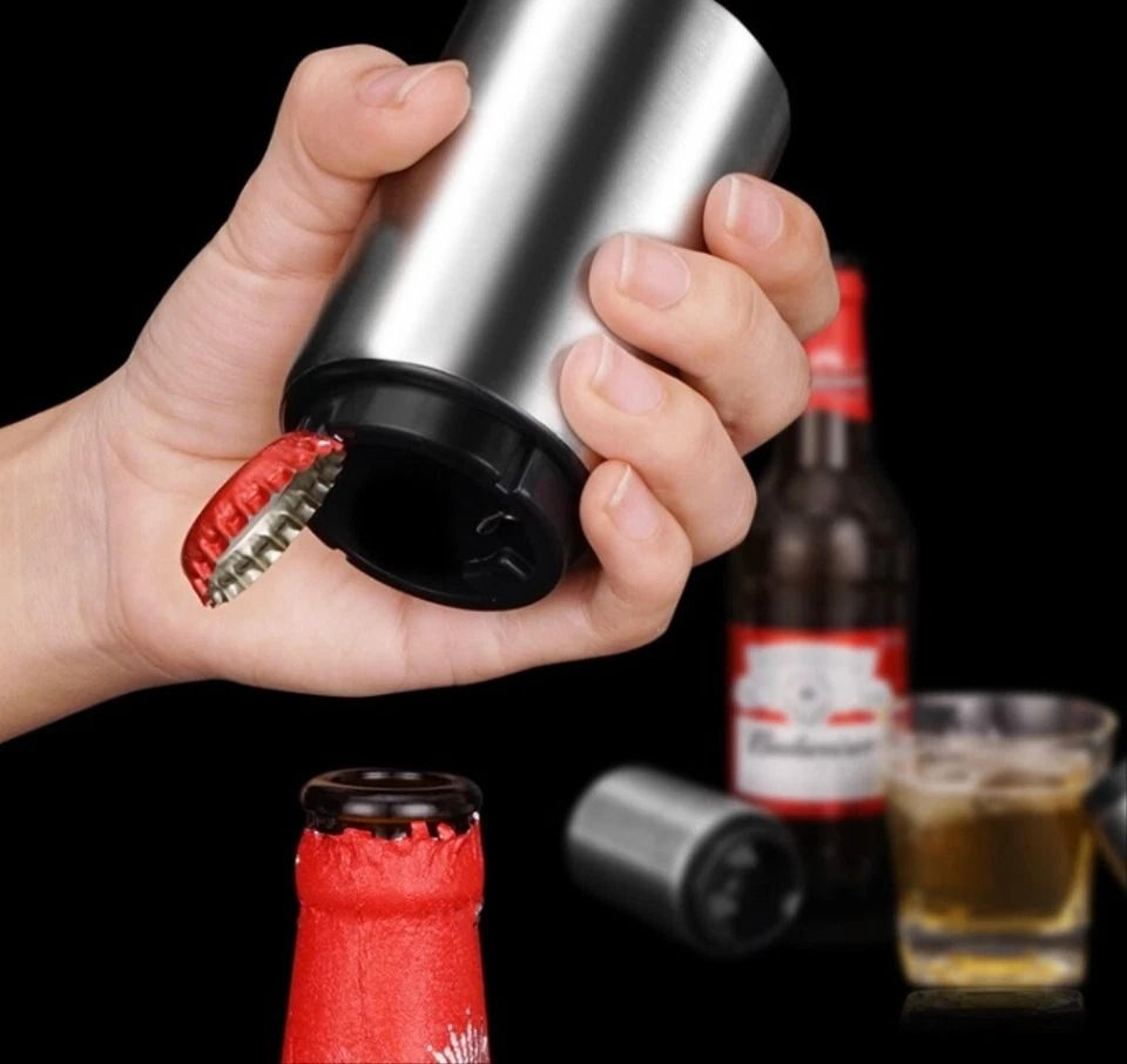 stainless steel automatic push-down bottle opener beer & soda cap remover for effortless enjoyment