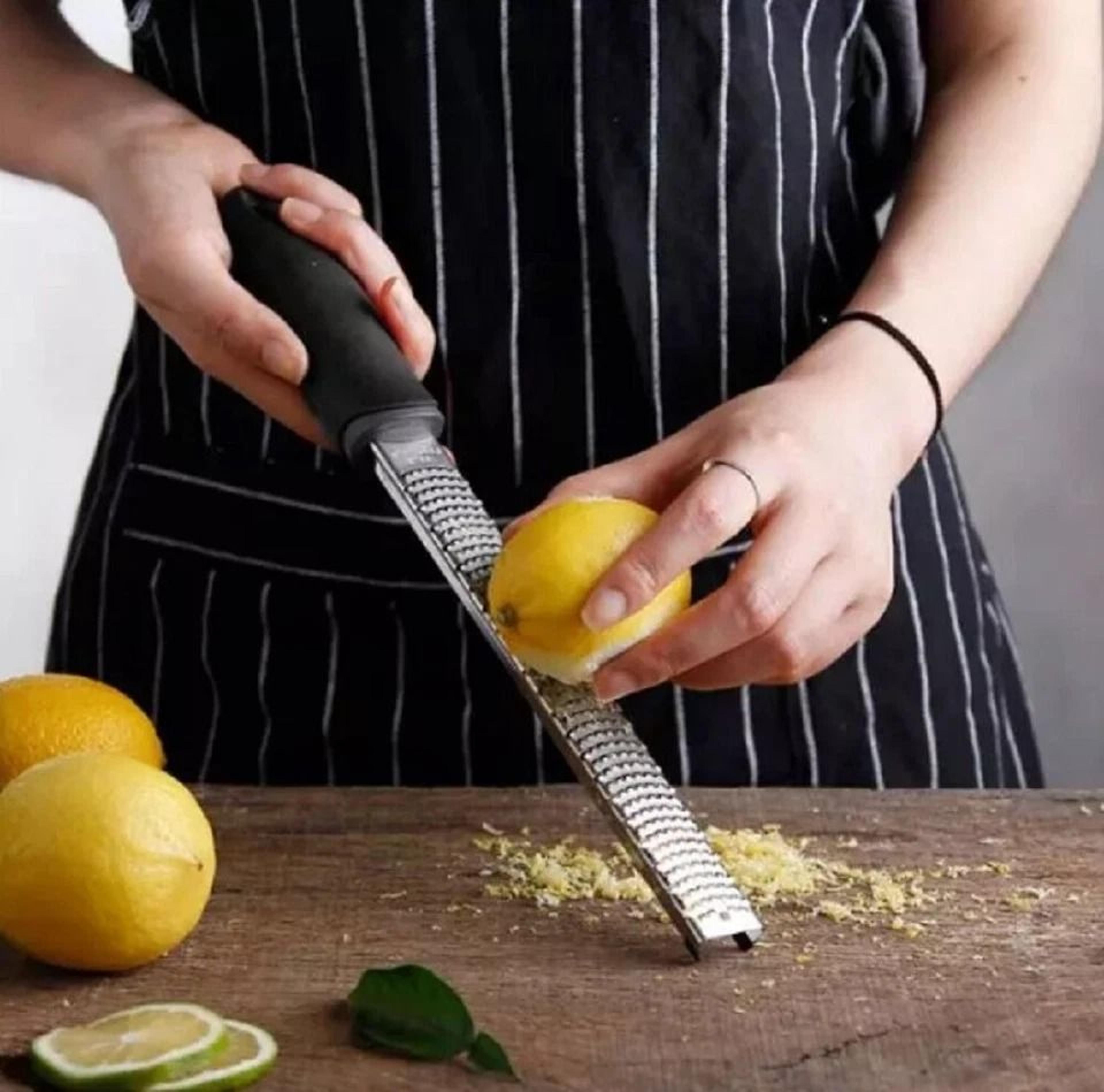 stainless steel citrus zester & lemon grater tool fine shredder for cheese, fruits, and spices
