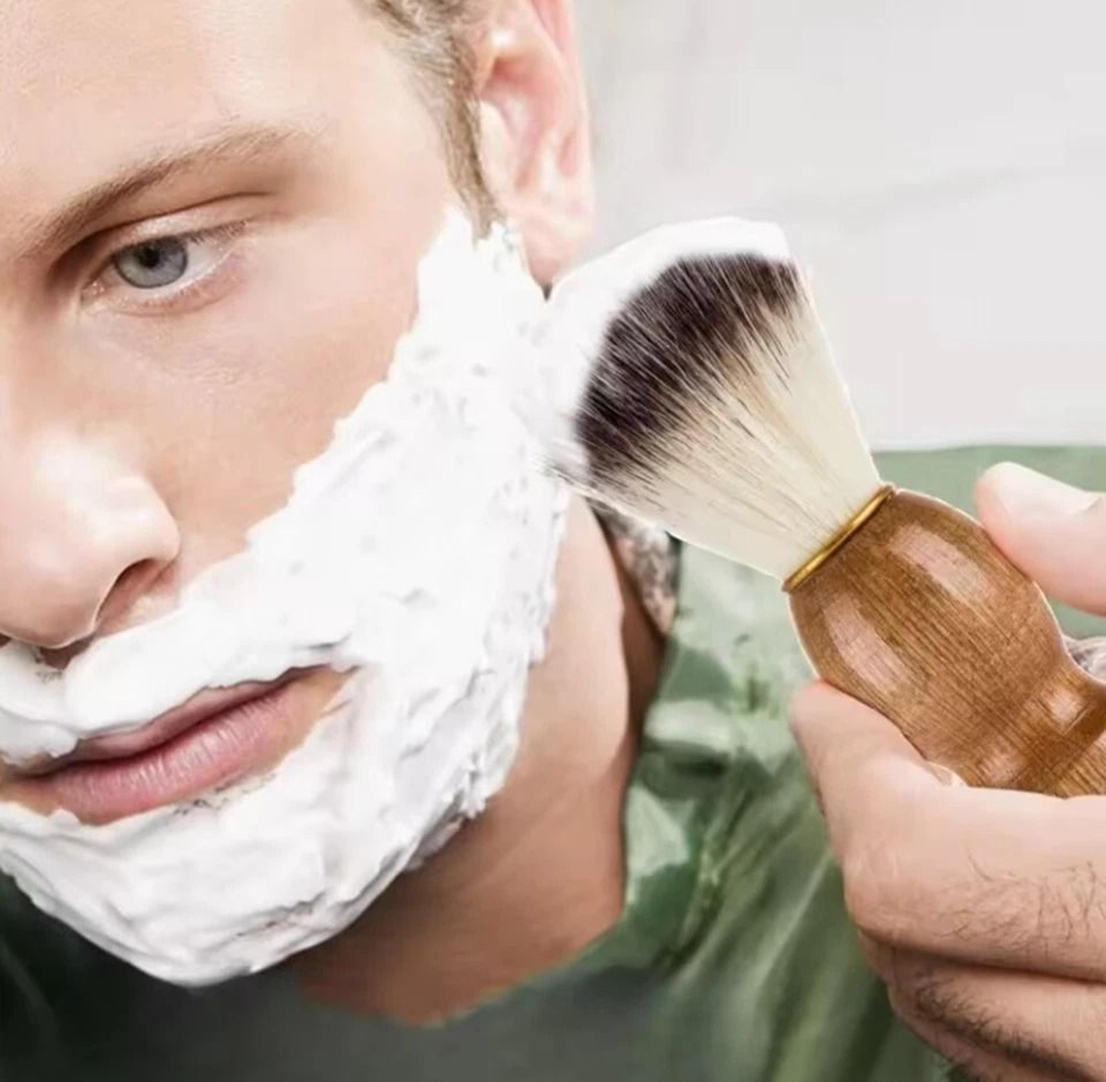 boar and nylon beard brush for men mustache and wet shaving grooming