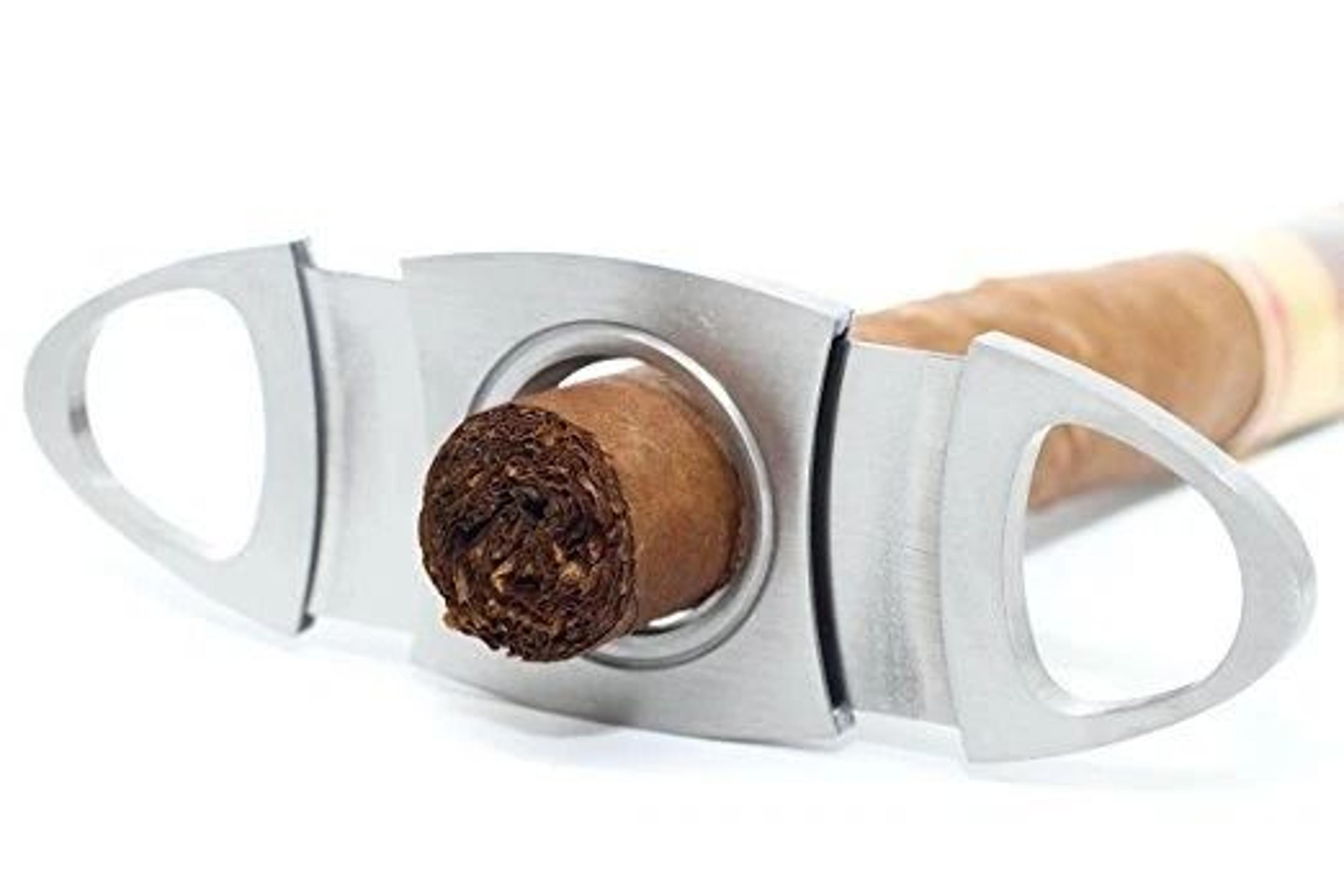 stainless steel double blade cigar cutter pocket v cut and straight cut tool