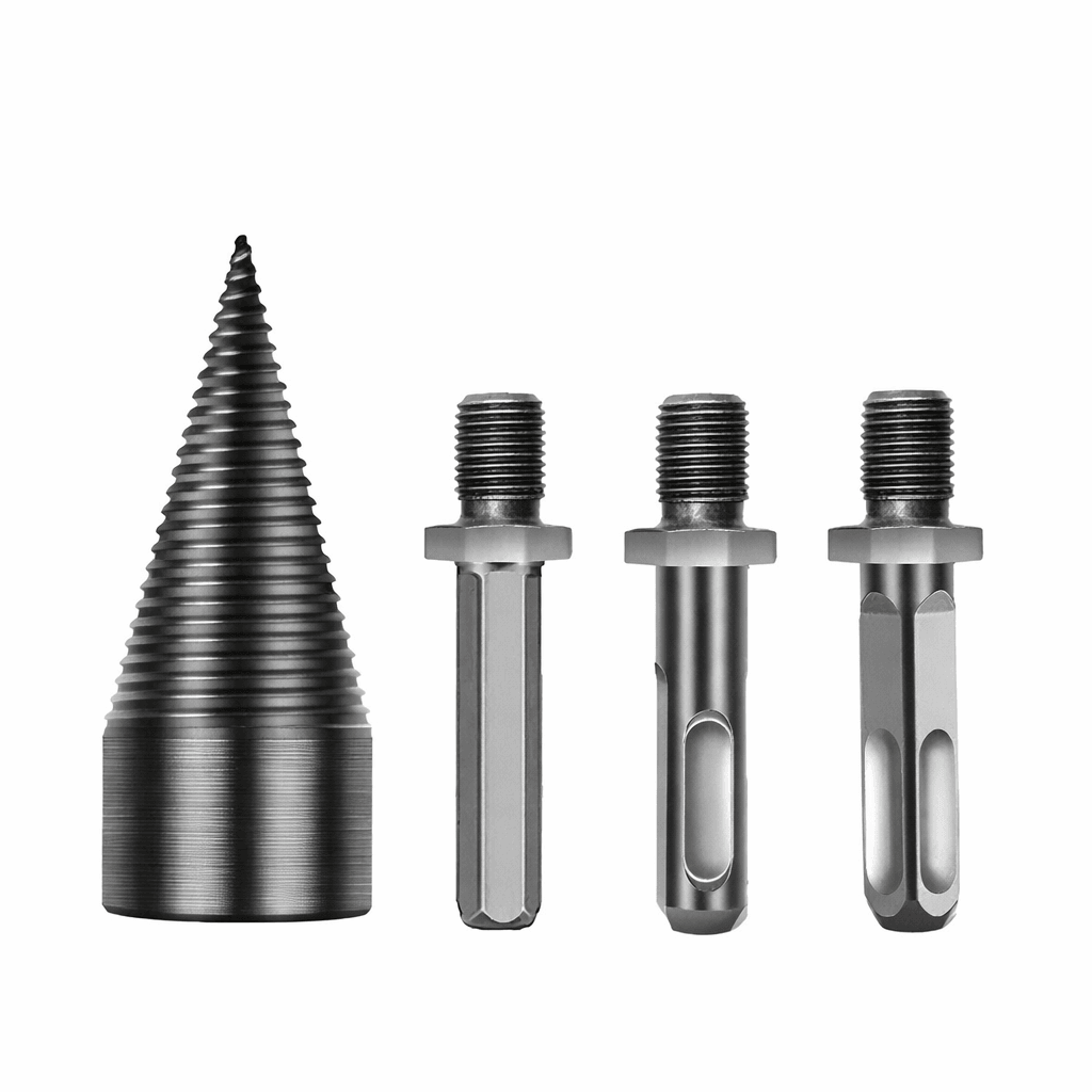 wood splitter drill bit set with splitting cone driver for fast firewood prep