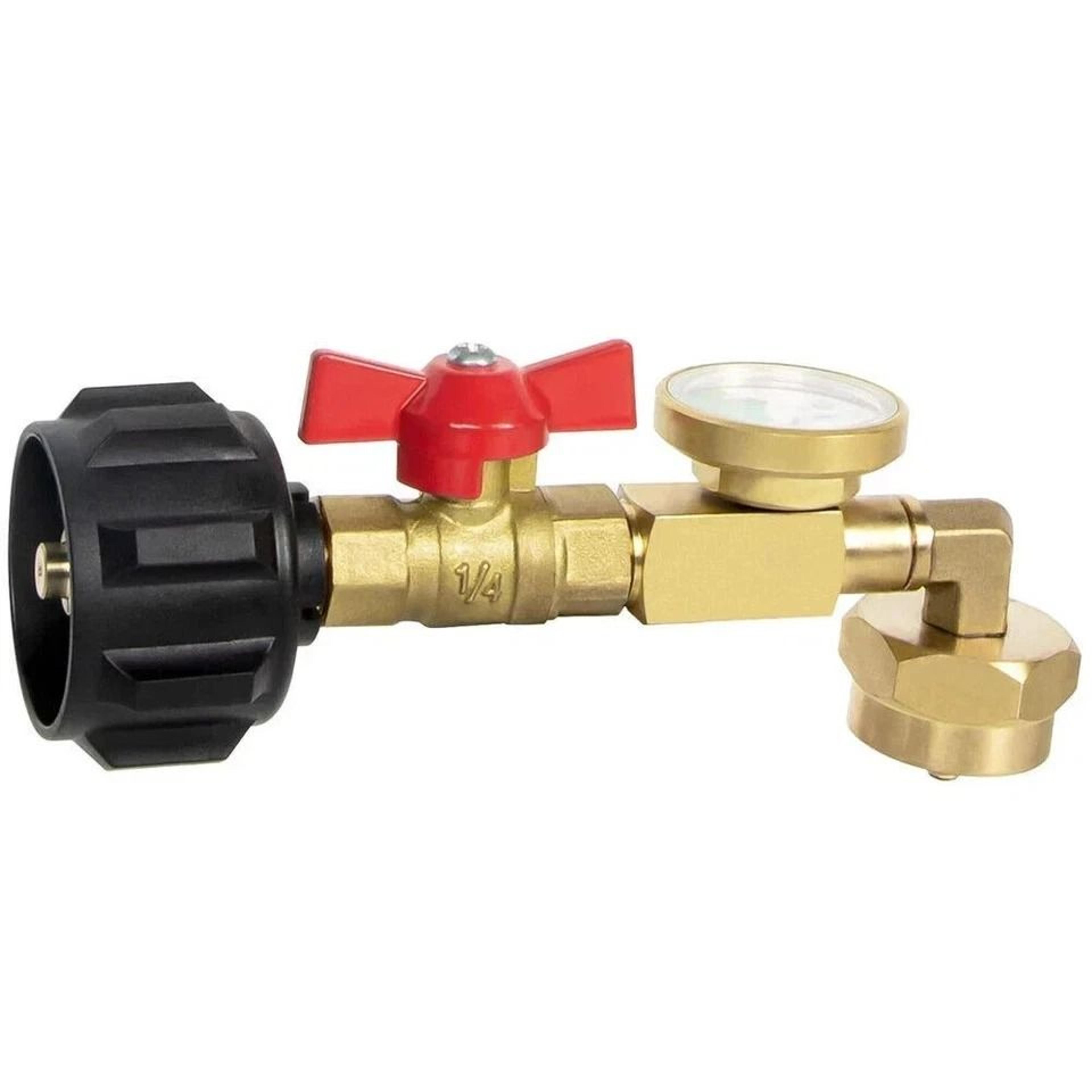 propane tank refill adapter with gauge & control valve