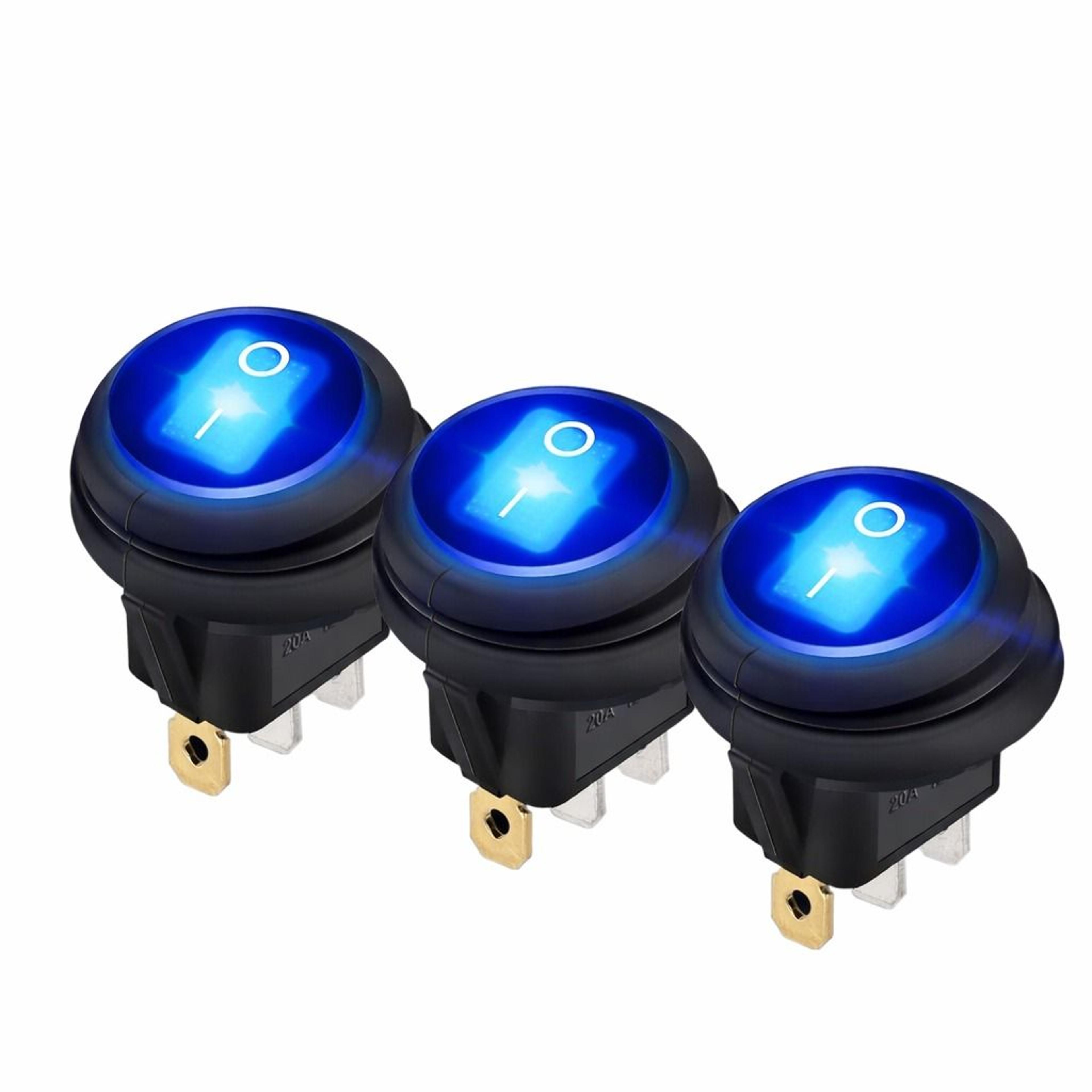 waterproof rocker switch blue led round on off car boat switches