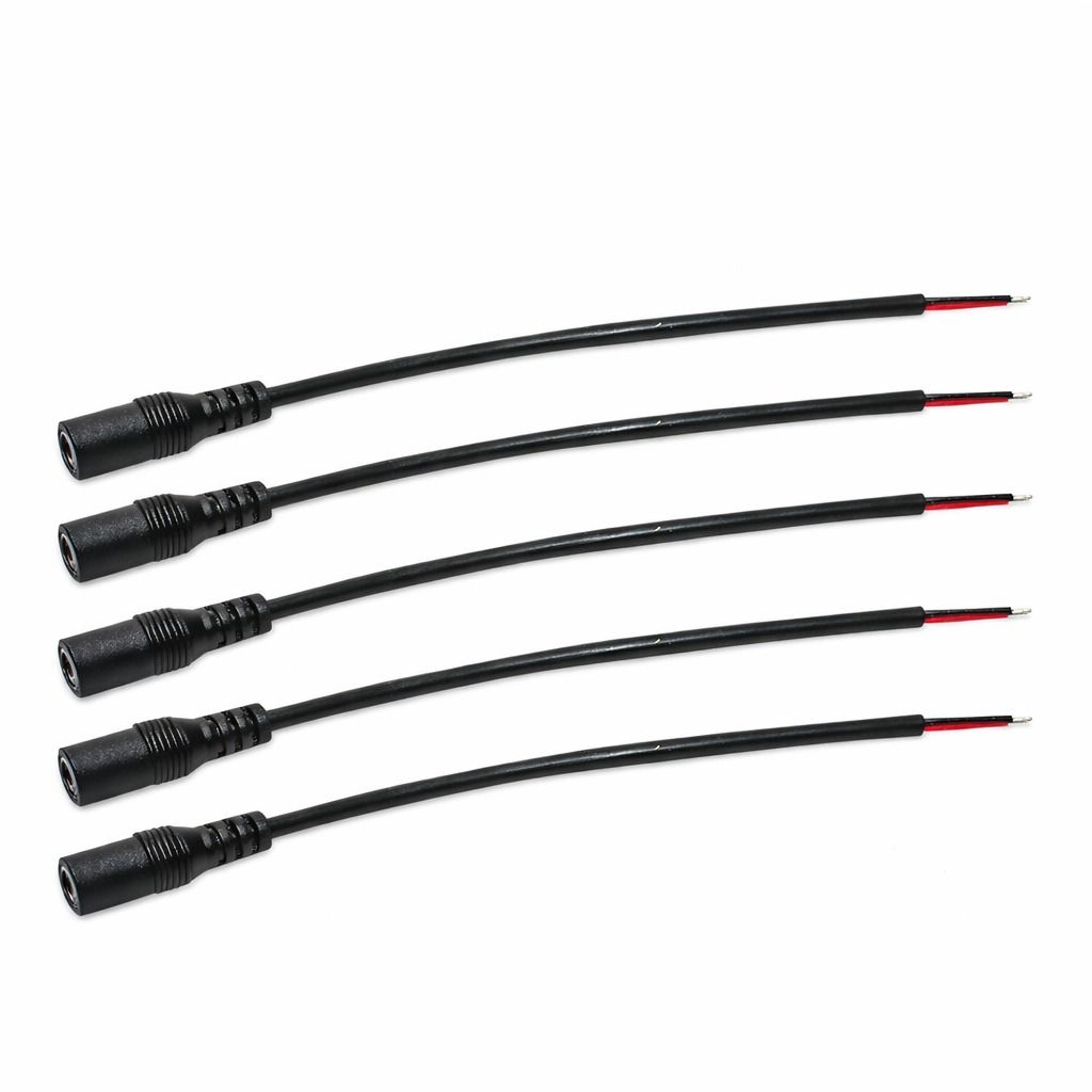 dc power pigtail female barrel jack cables for electronics & diy projects