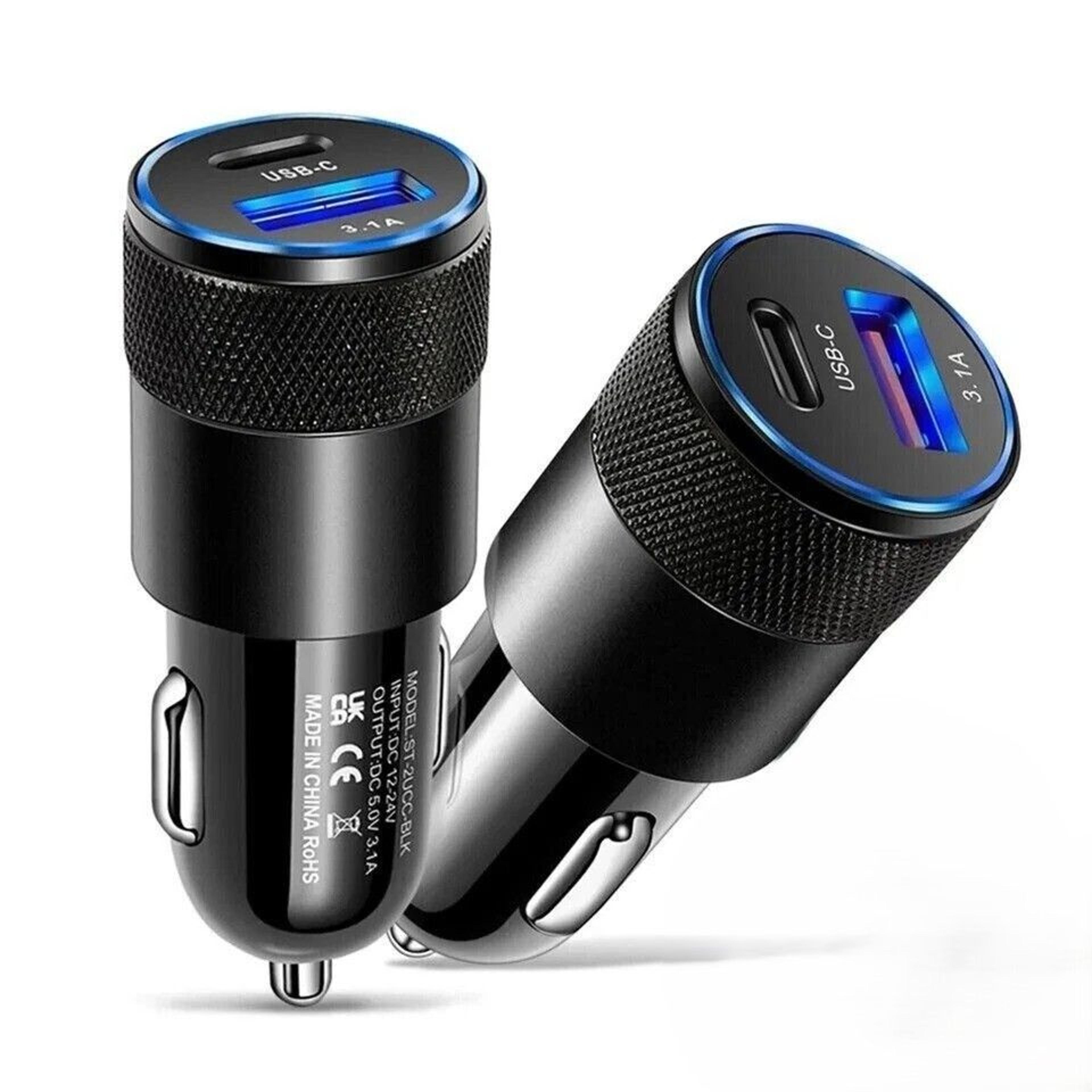 dual port usb-c pd car charger fast charge adapter for iphone and samsung