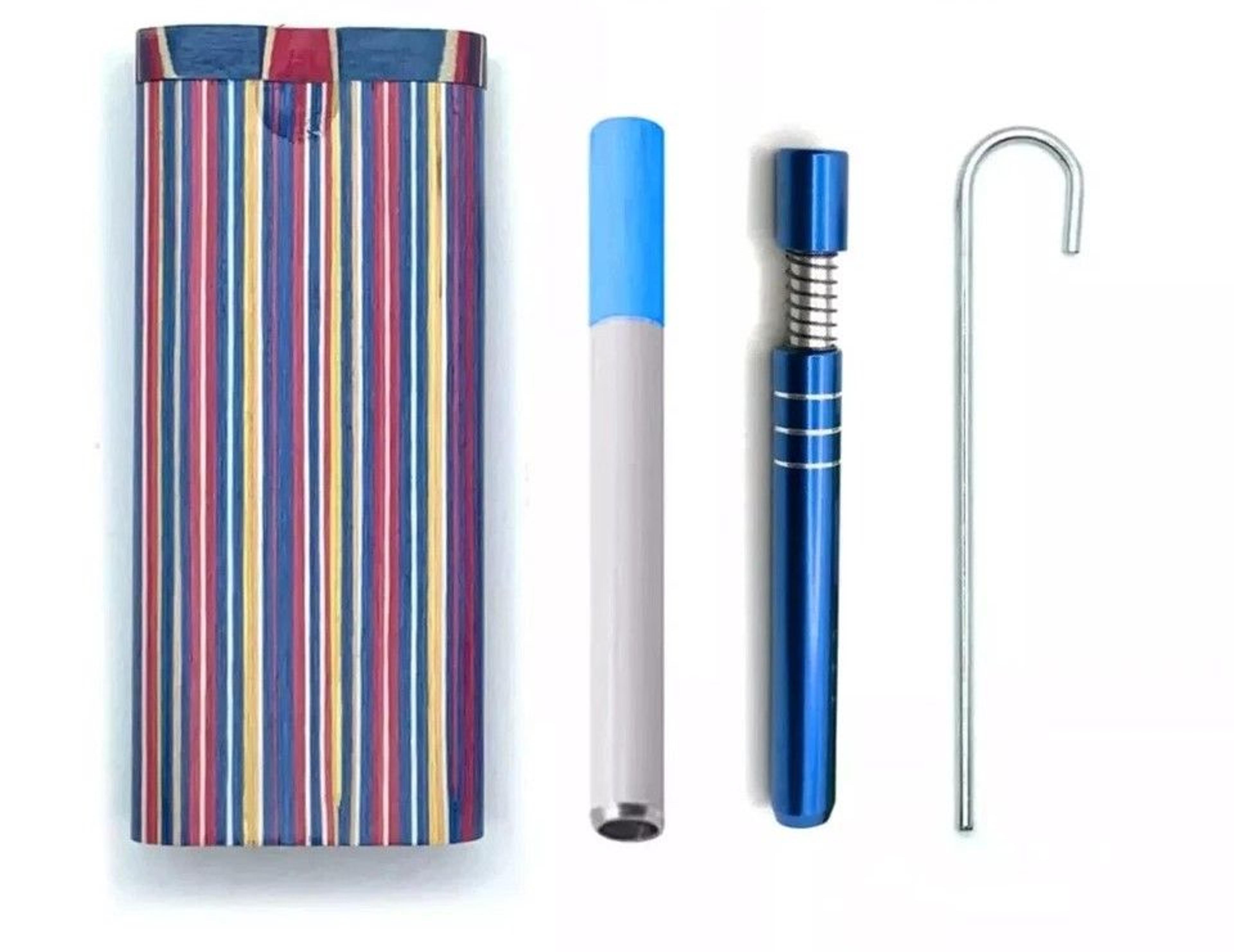 wooden dugout smoking pipe kit with self-cleaning metal bat for poker & one-hitter