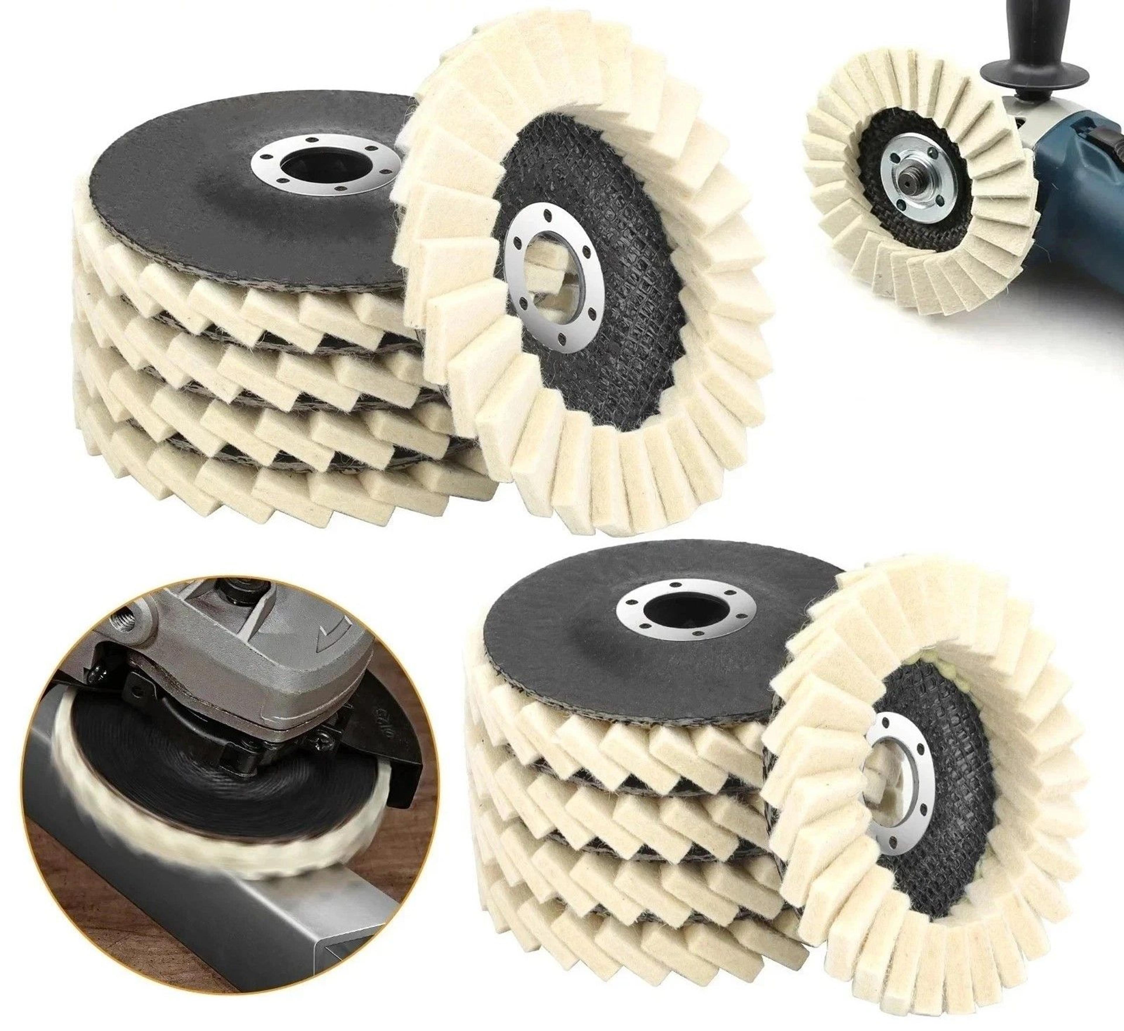 wool felt polishing buffing discs for metal, stone & wood felt flap pads