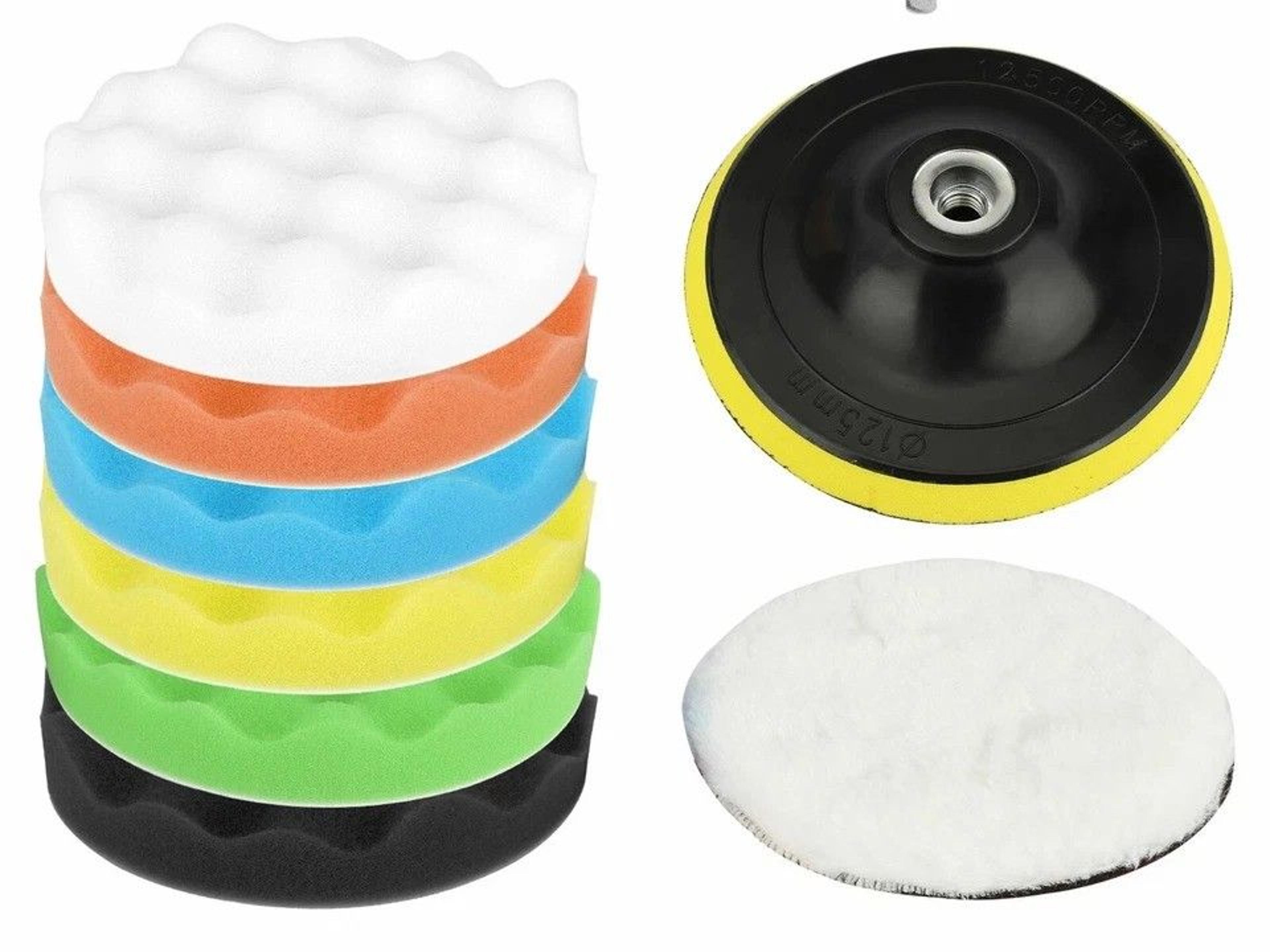 foam polishing pads set for car detailing, waxing & buffing kit with drill attachment