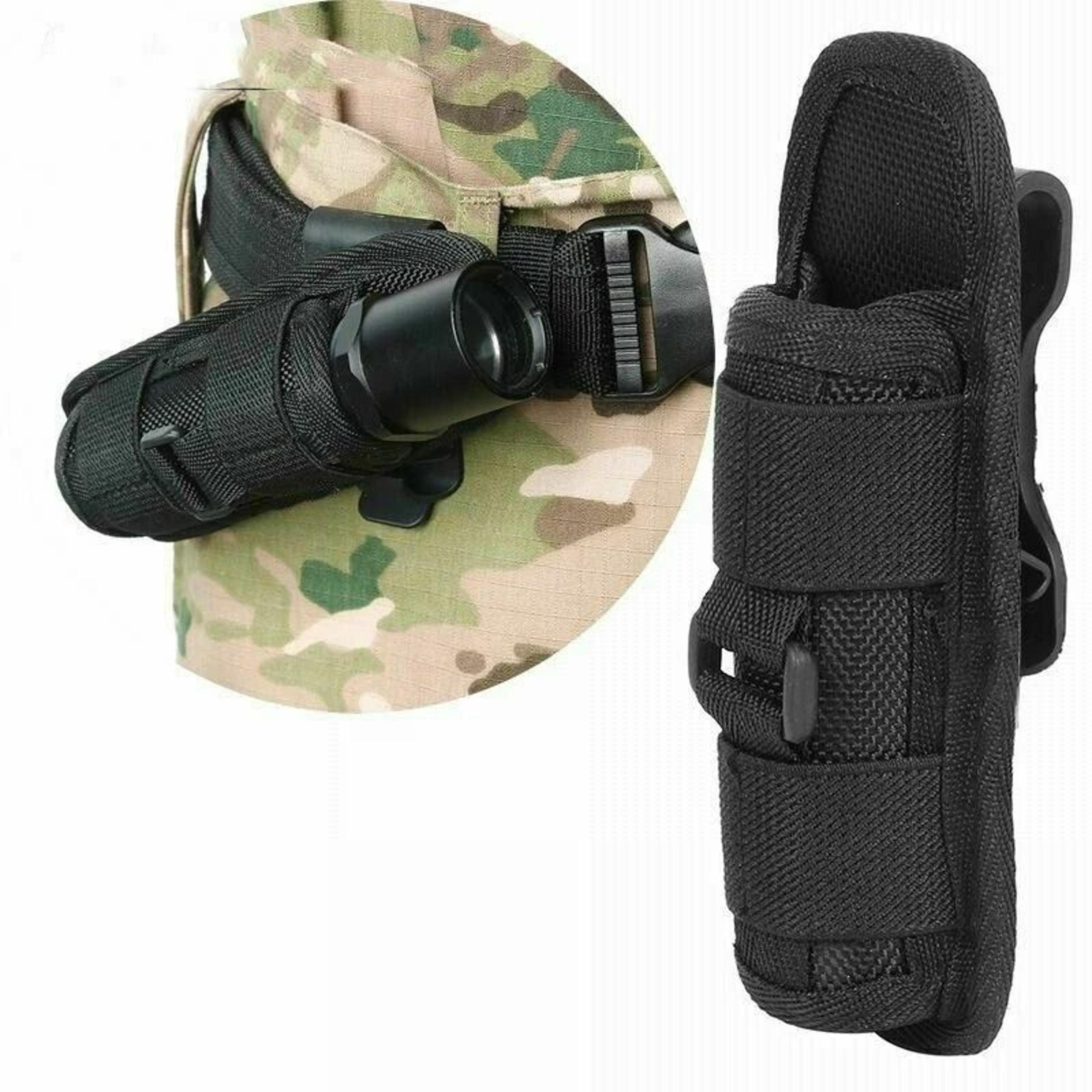 tactical flashlight holster with rotatable clip durable duty belt pouch