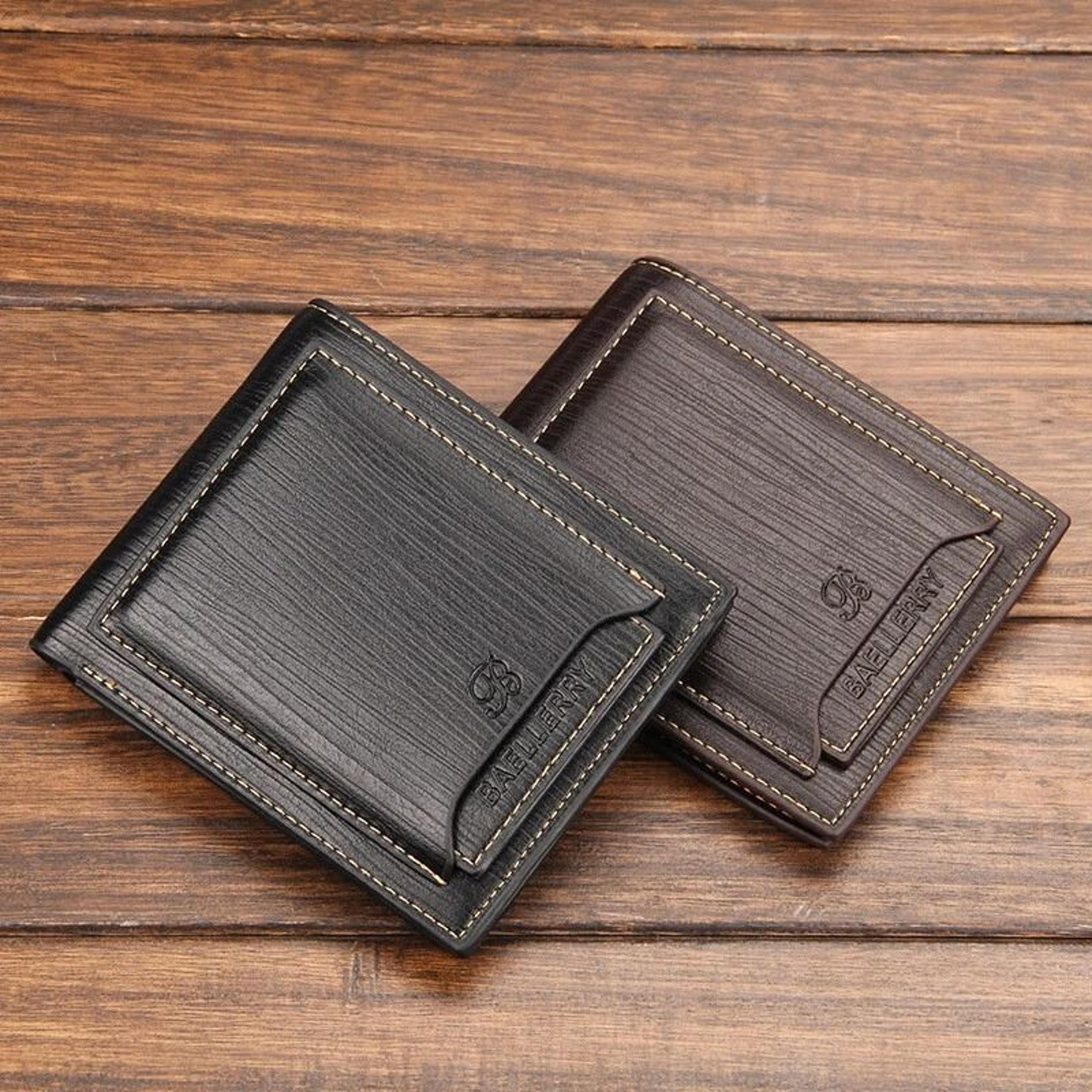 rfid blocking leather bifold wallet for men with id window & card holder