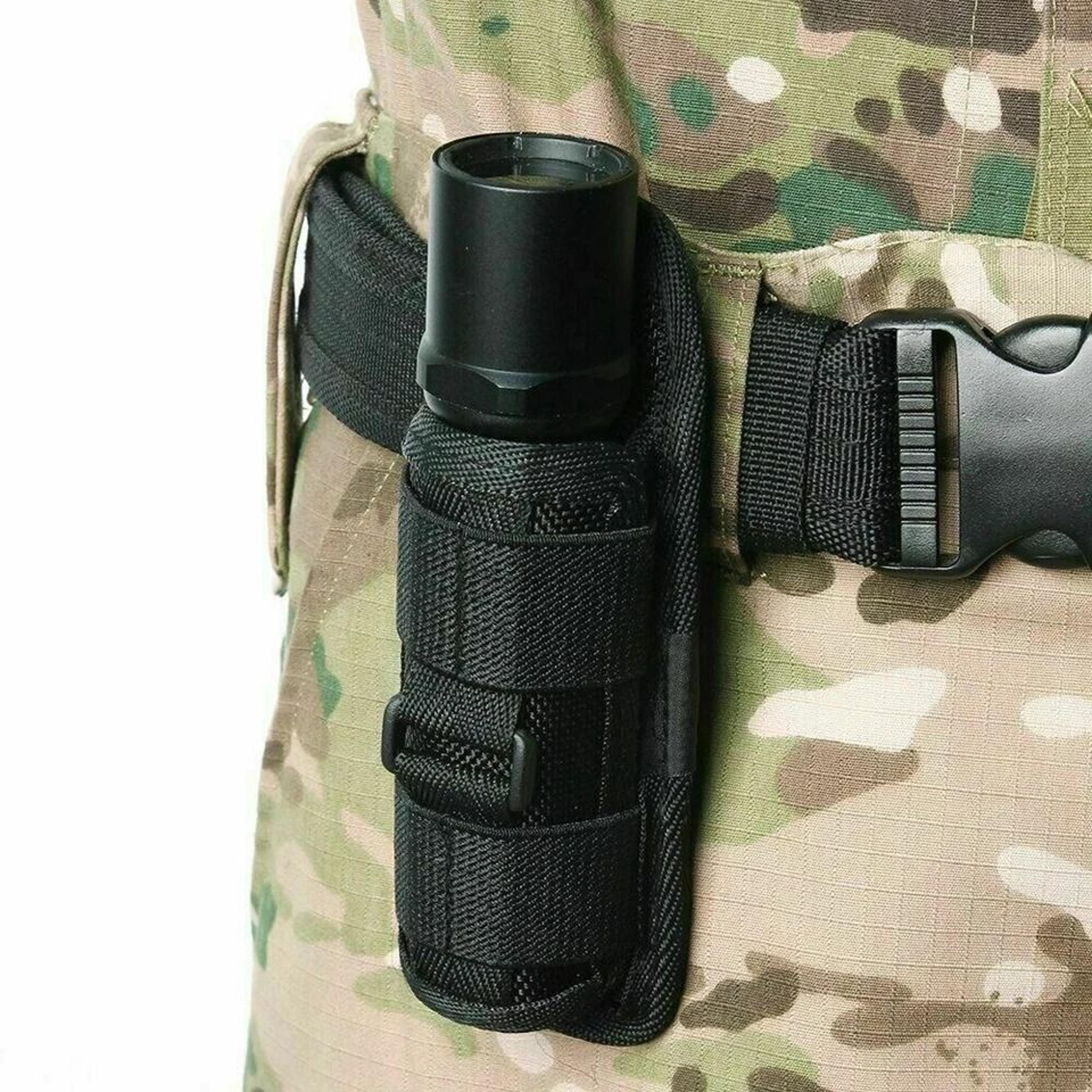 rotatable nylon flashlight molle holster bag waist pouch