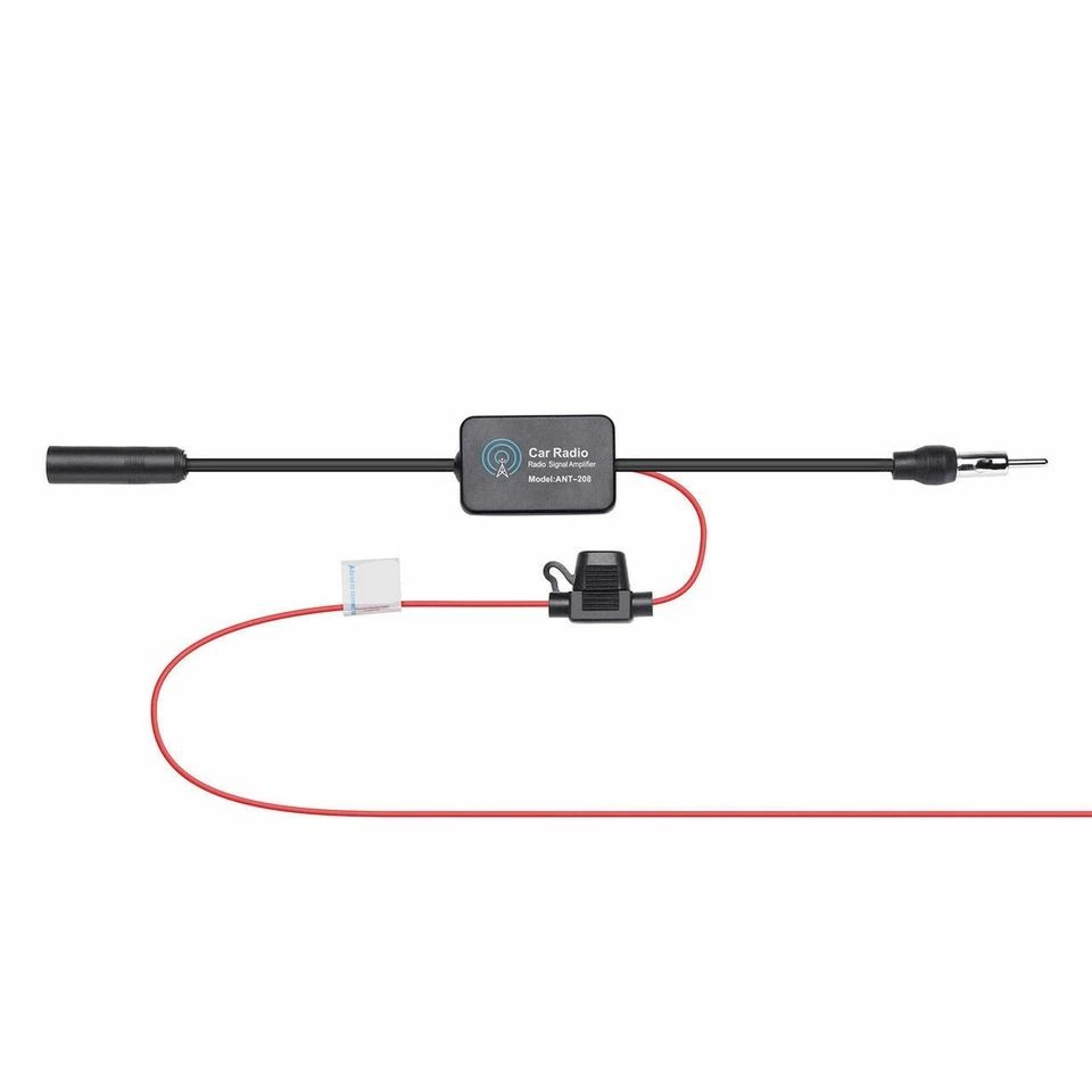 universal car radio antenna booster fm am signal amplifier inline reception enhancer