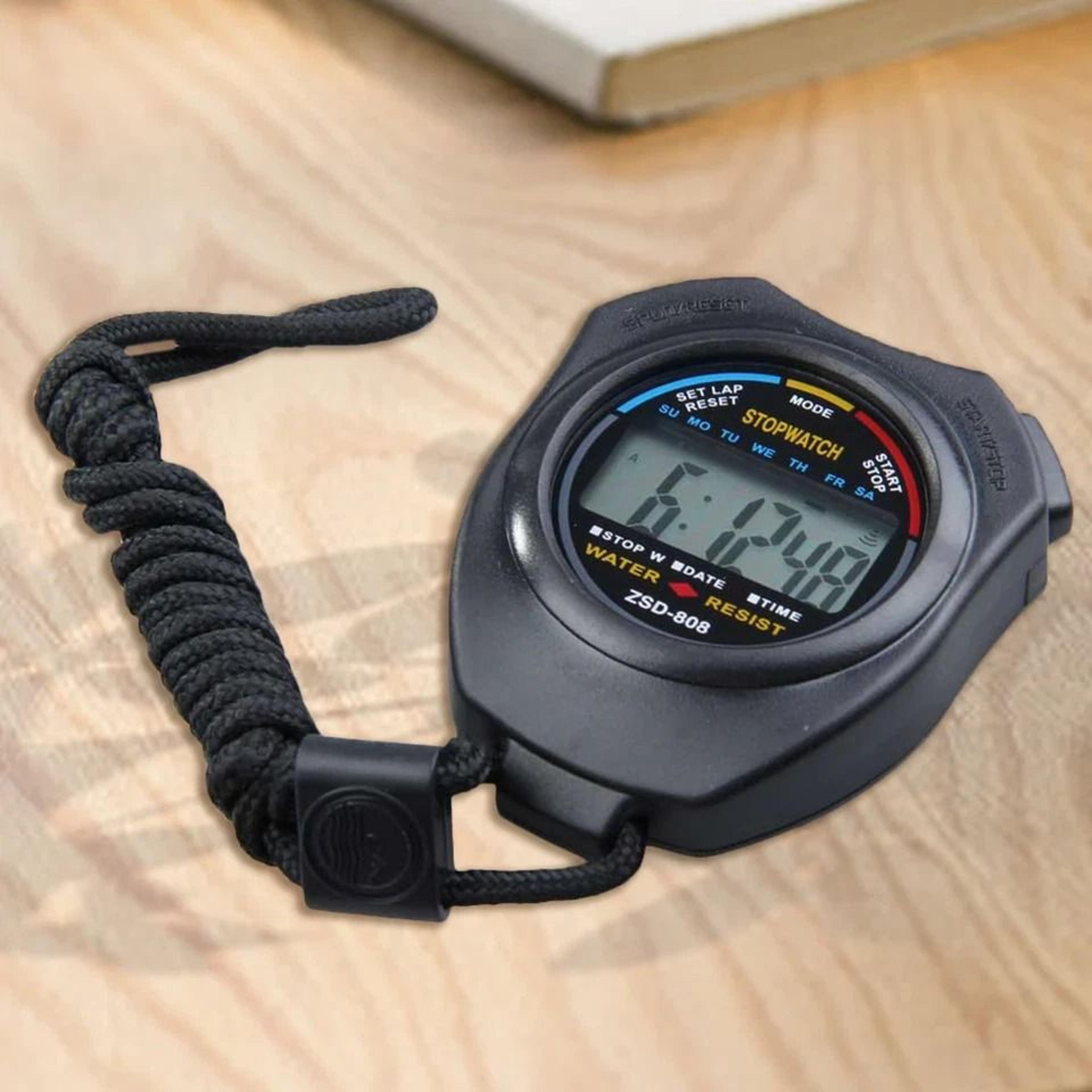 digital stopwatch timer set for sports training running gym with alarm and date