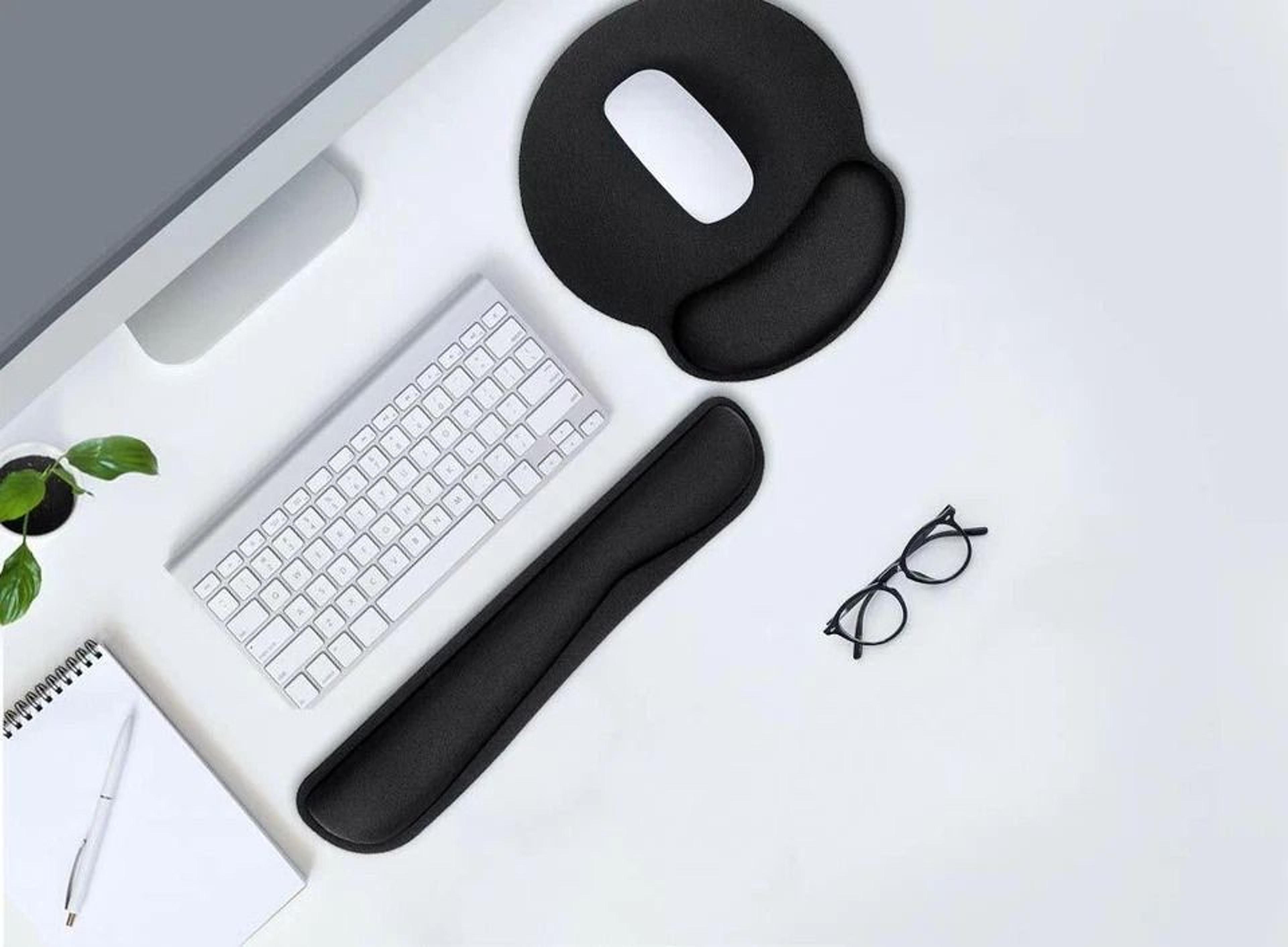 ergonomic memory foam wrist rest set for keyboard and mouse support