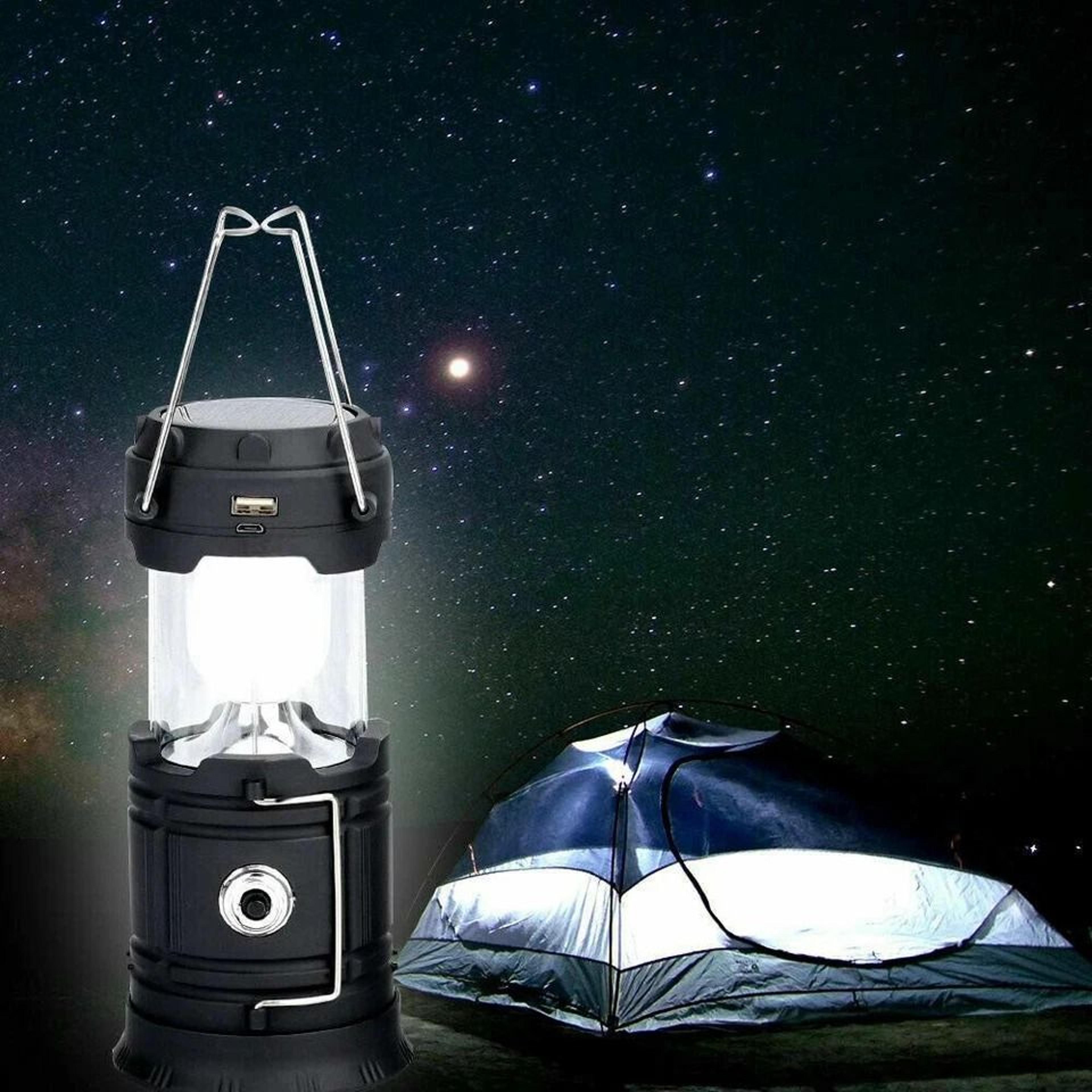solar rechargeable camping lantern usb led flashlight for tent and emergency use