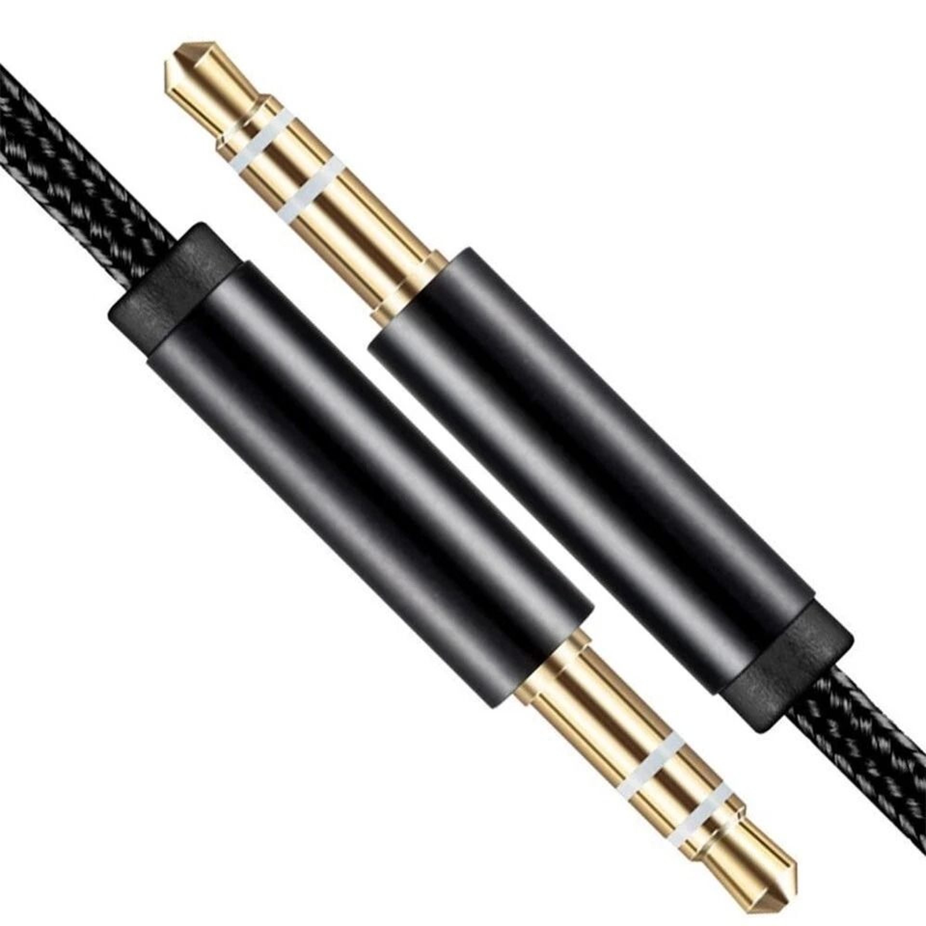 aux cable braided male to male stereo audio cord for car, phone, pc