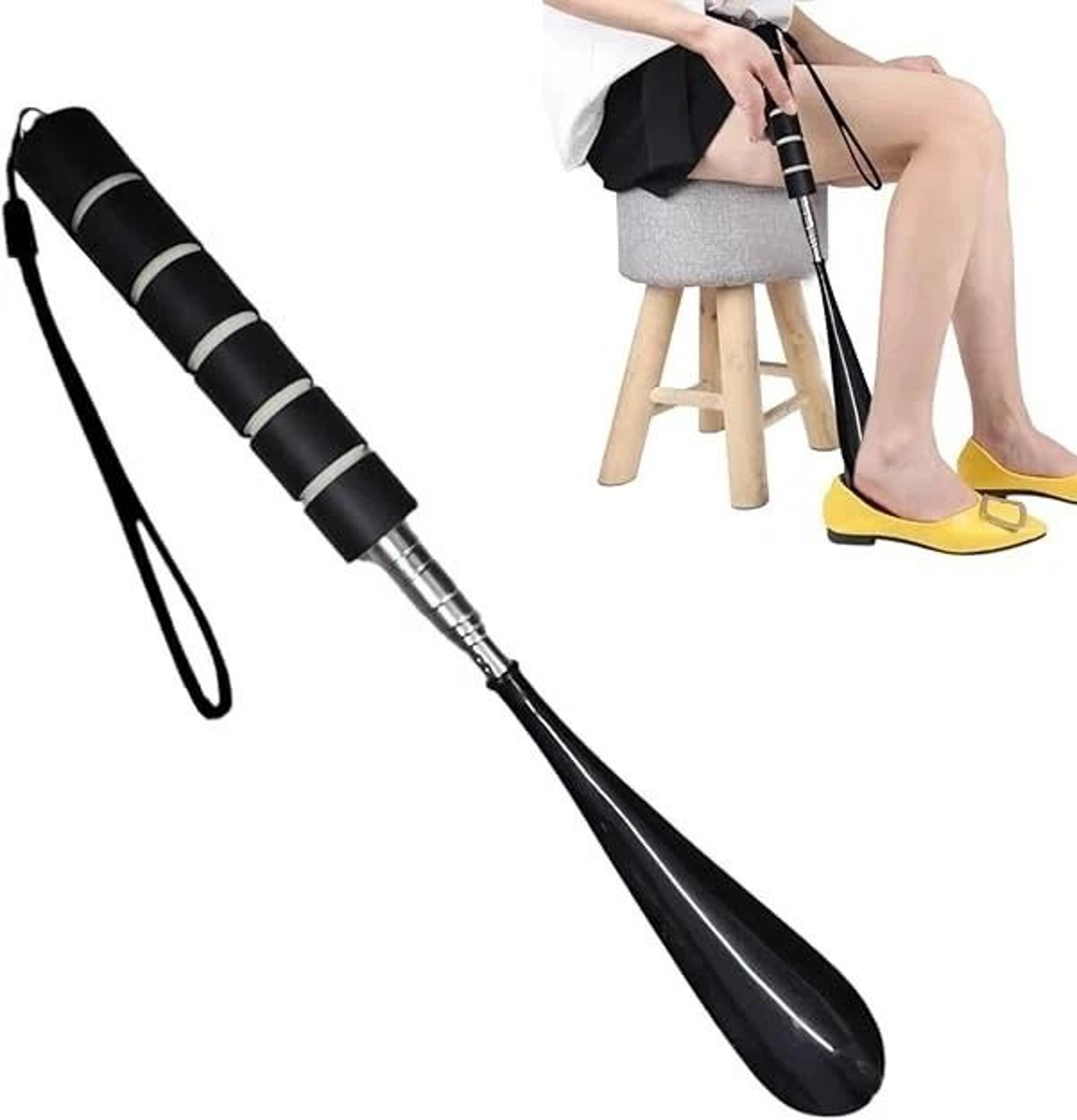 long handle shoe horn stainless steel shoe helper for seniors and adults