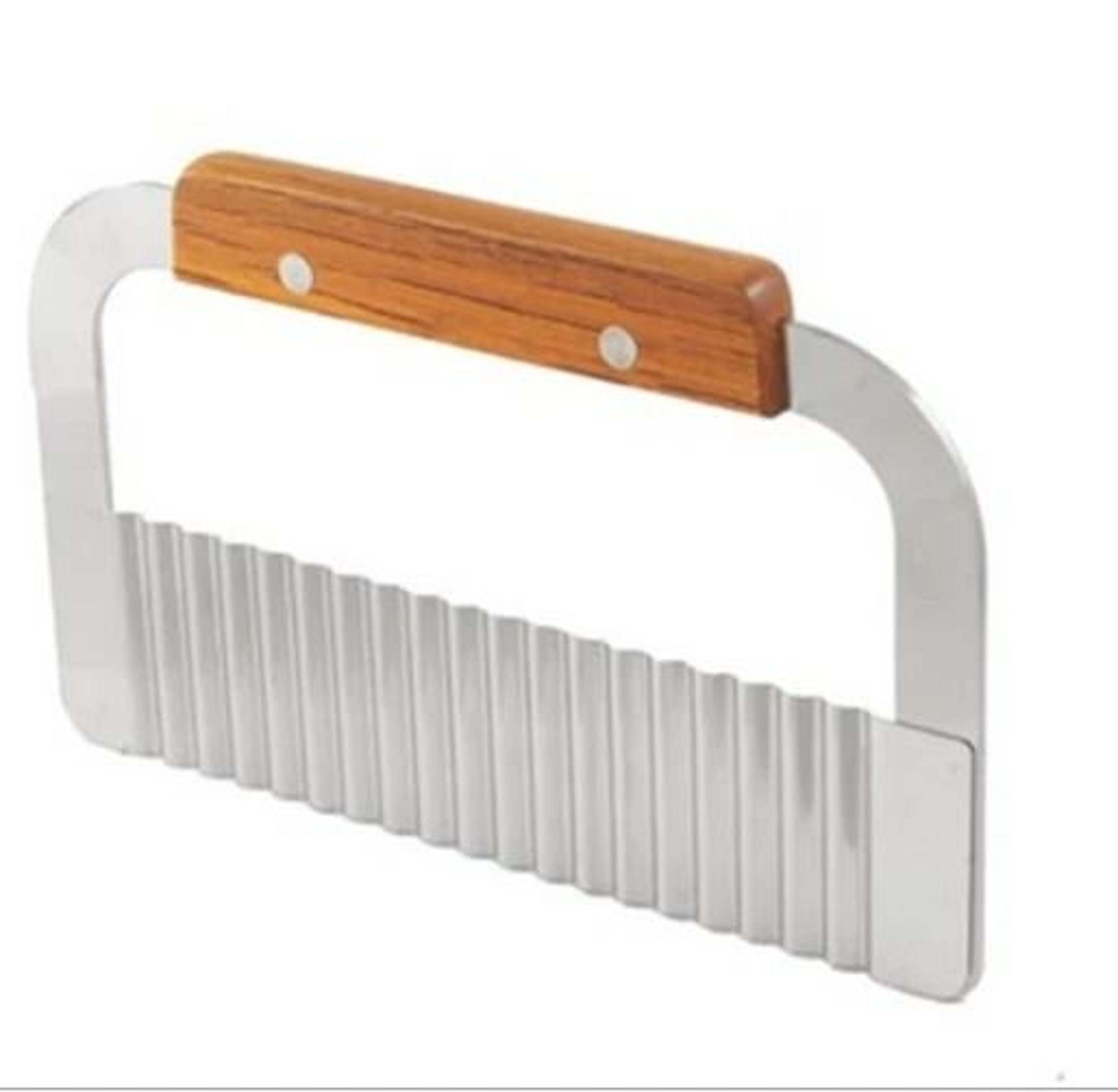 stainless steel crinkle cutter potato slicer with wooden handle