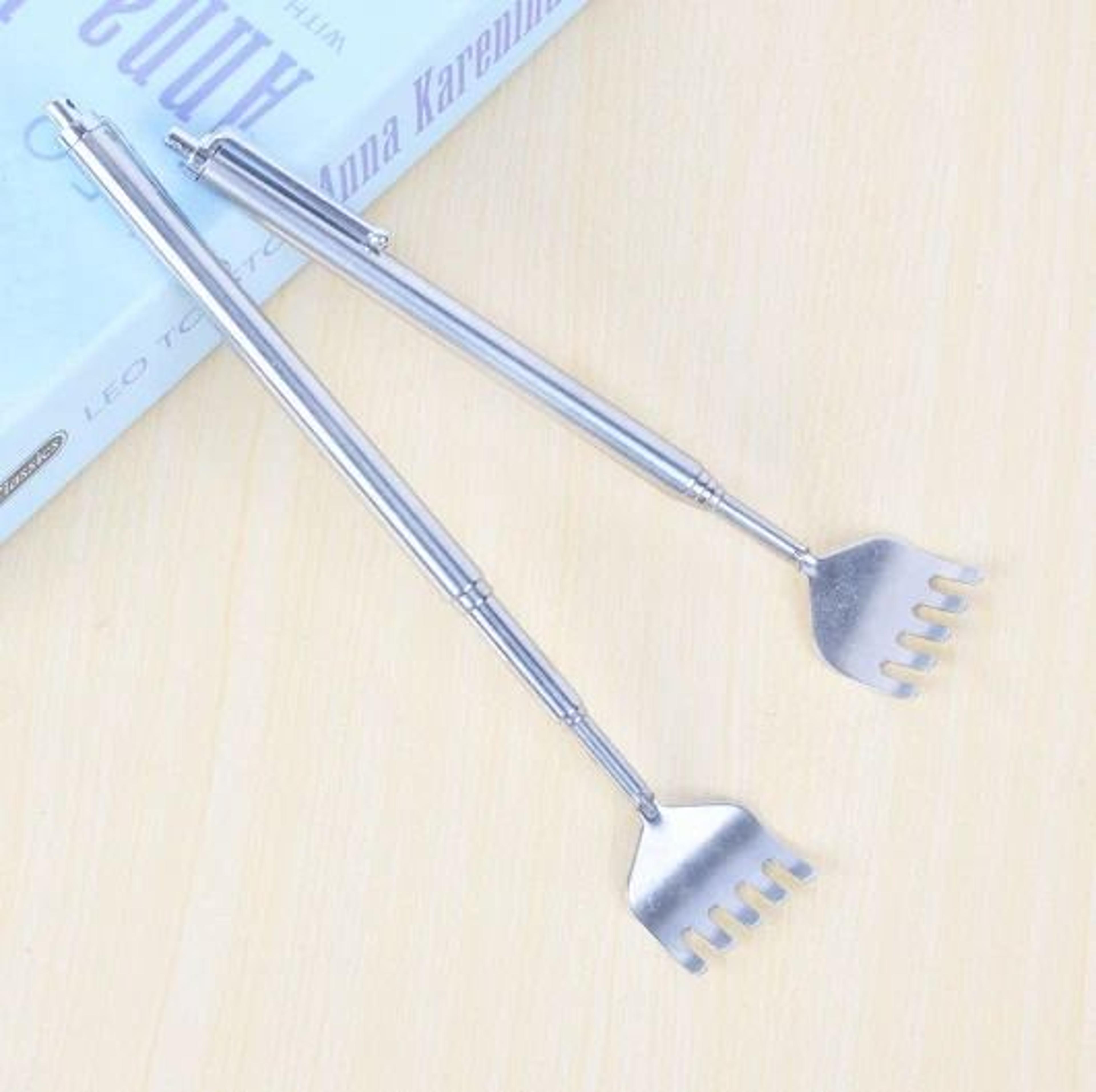 stainless steel back scratcher with telescoping handle for instant itch relief