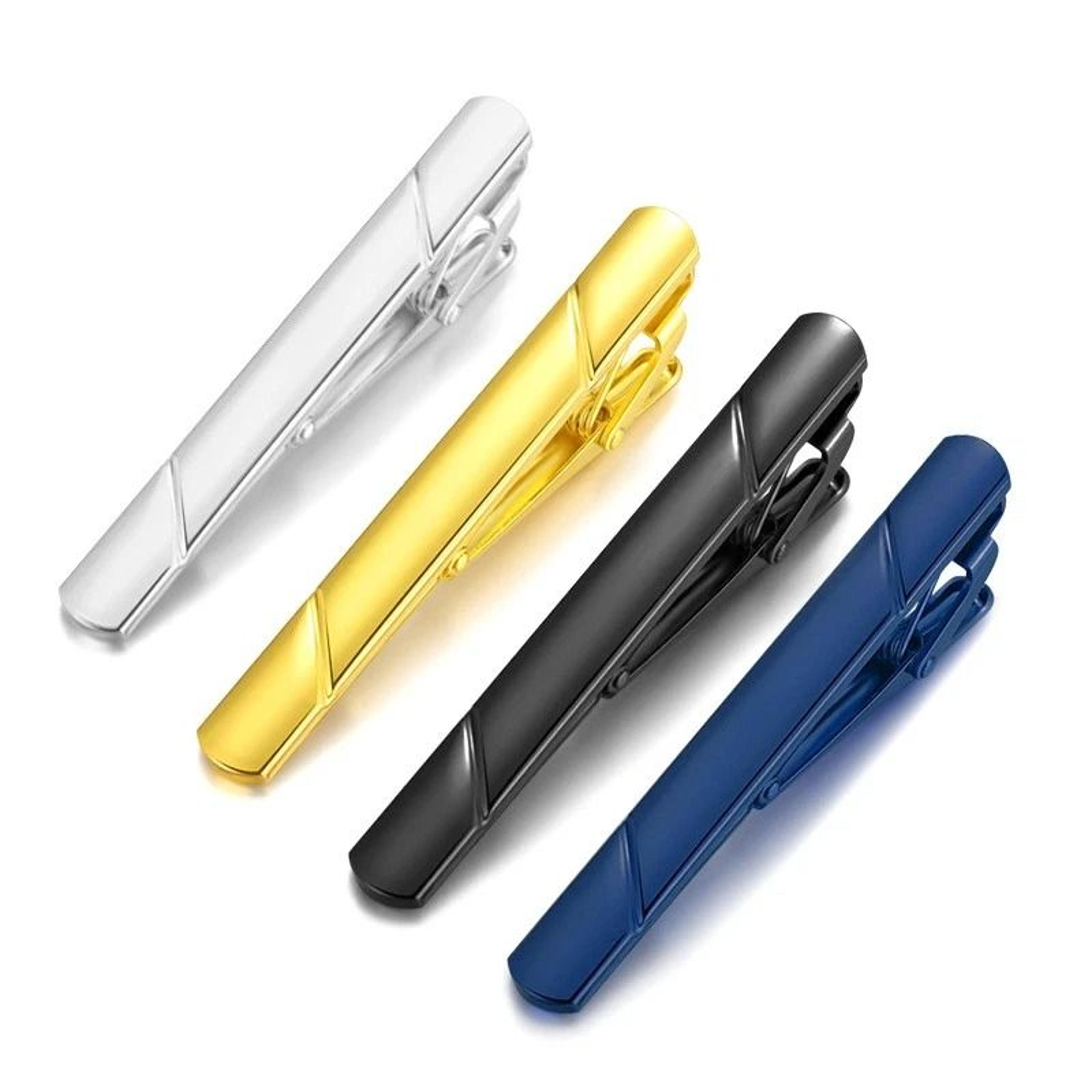 tie clip set for men classic necktie bars in blue gold black