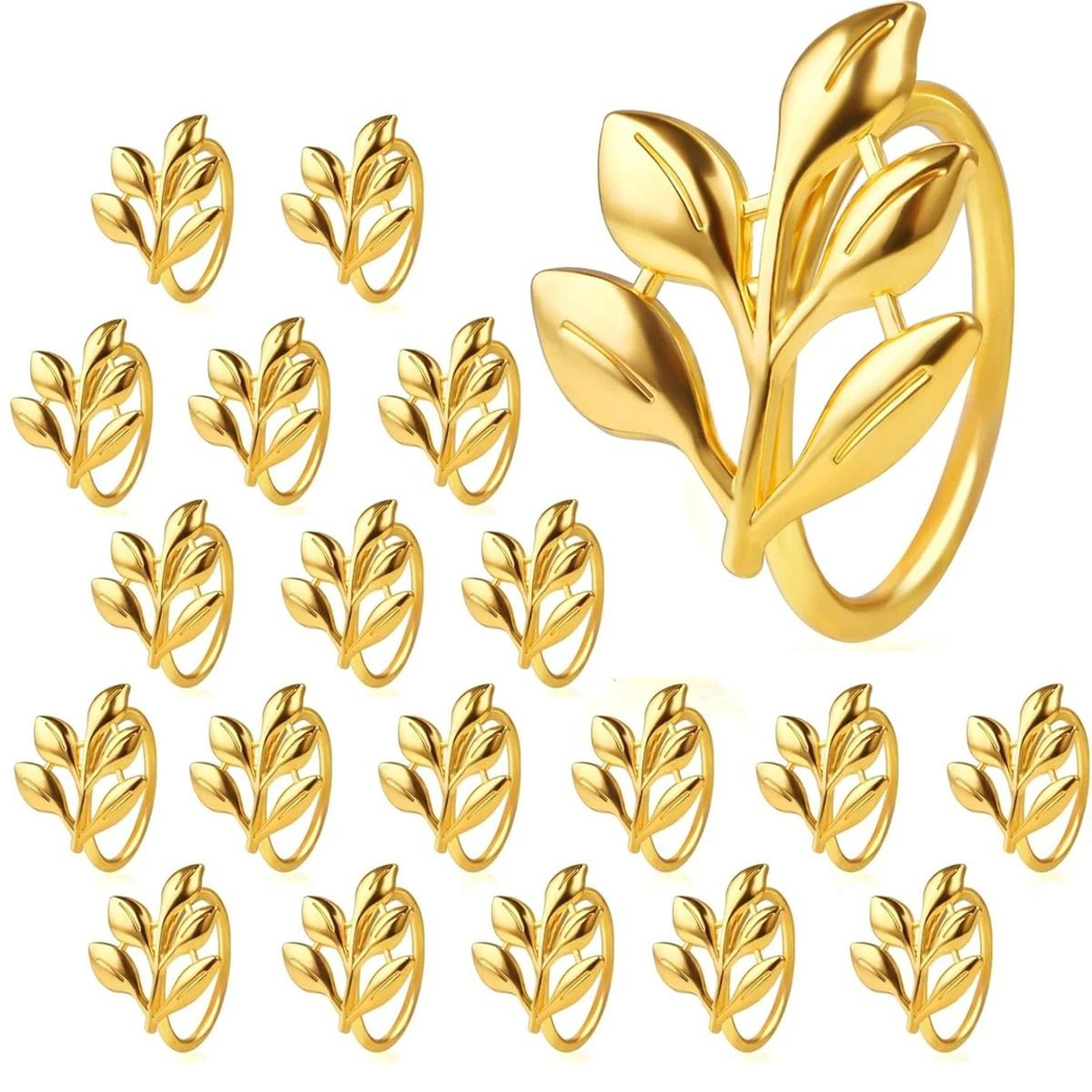 gold leaf napkin rings set of for wedding table decor and elegant dinner parties