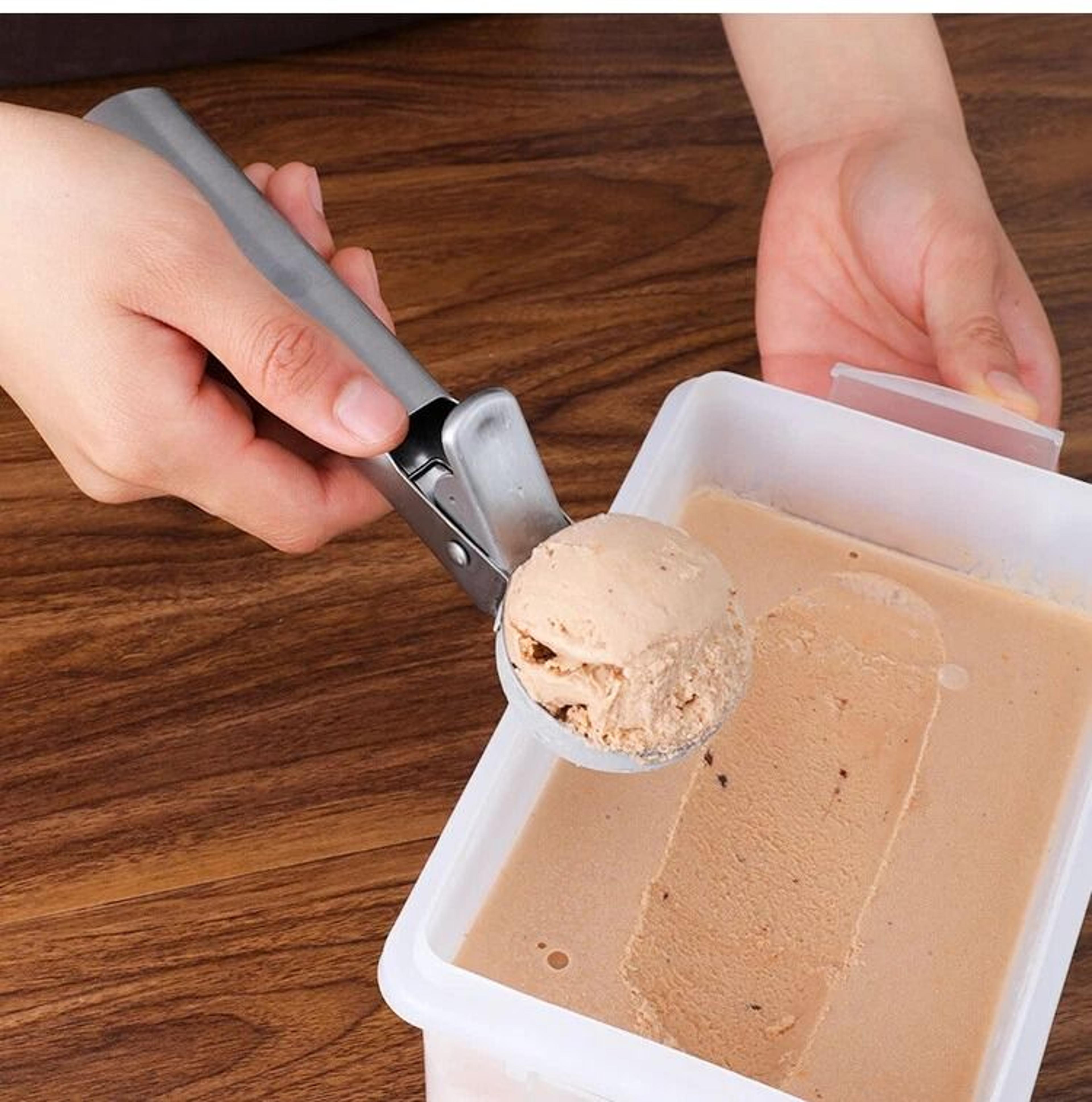stainless steel ice cream scoop with trigger release for cookies, melon and frozen desserts