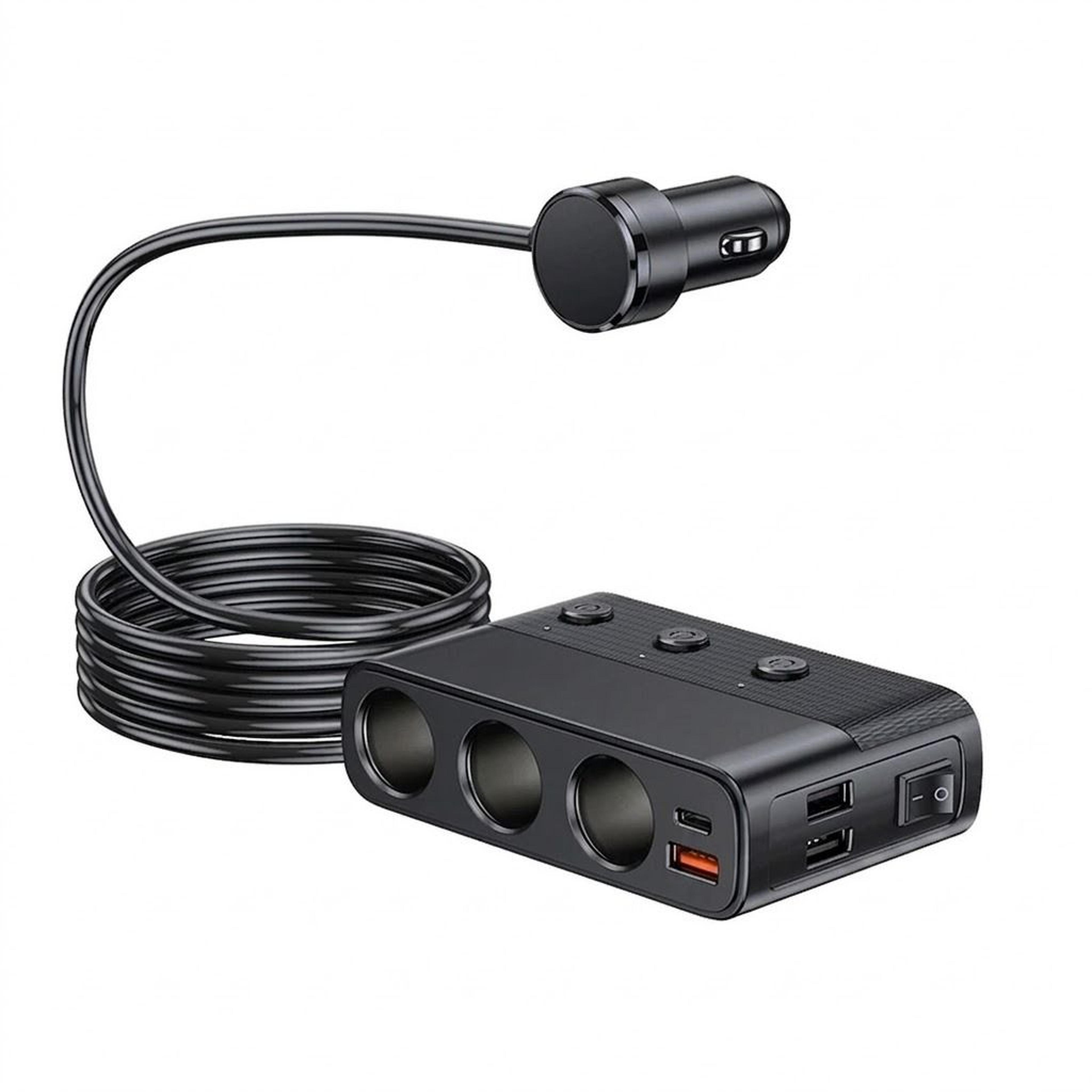 car cigarette lighter splitter with usb c fast charging and led voltmeter