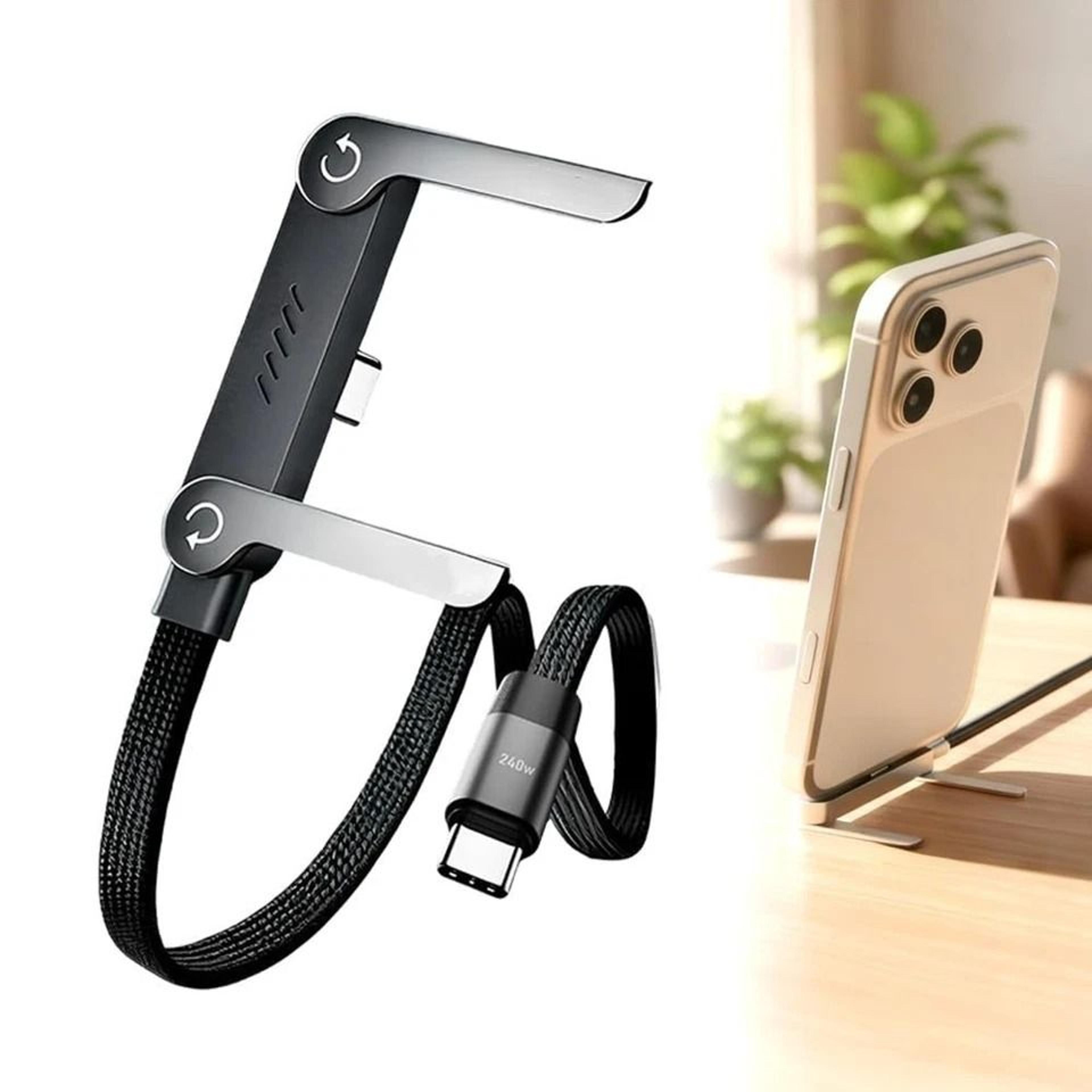 usb-c fast charging cable with foldable phone stand
