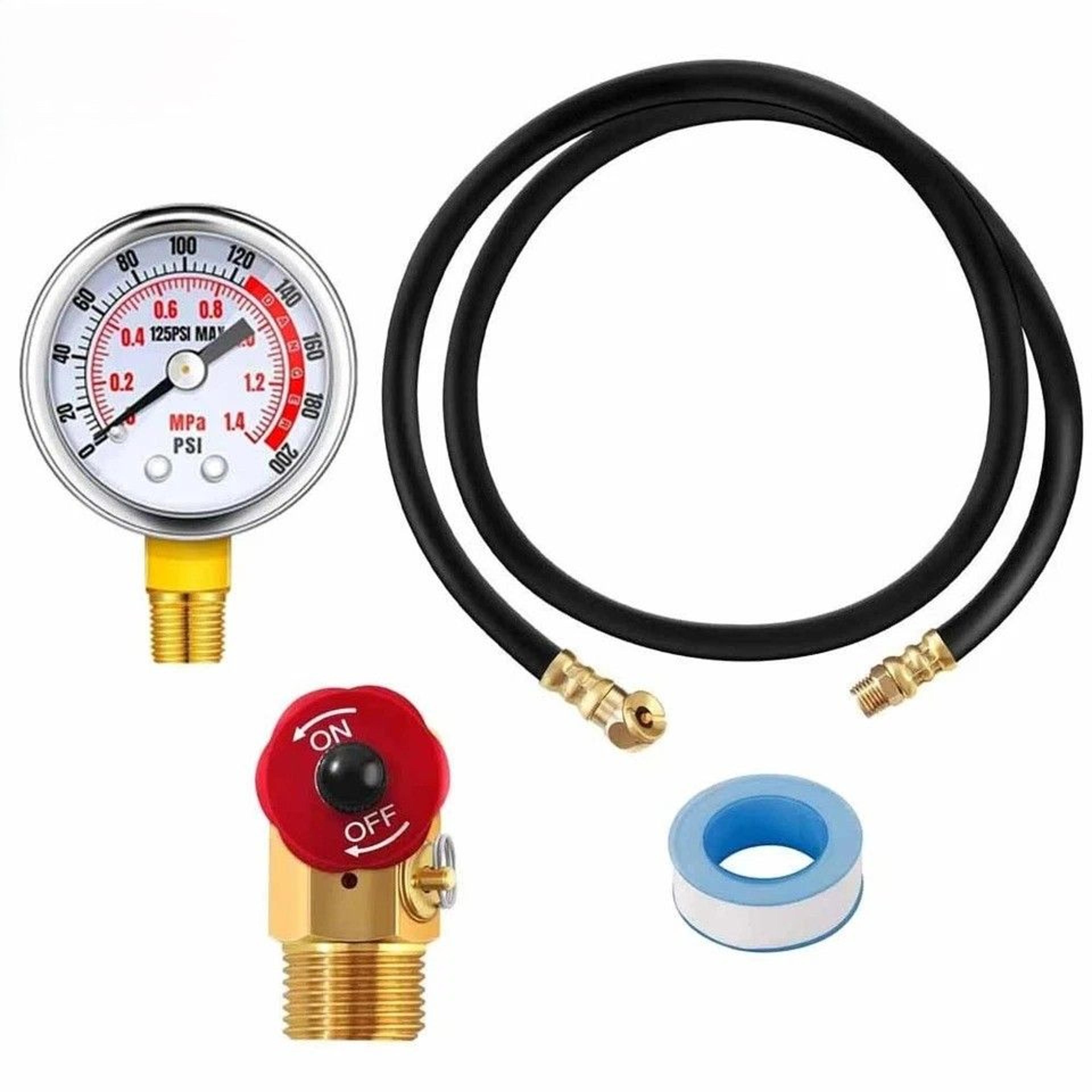 portable air tank repair kit with gauge and valve hose assembly