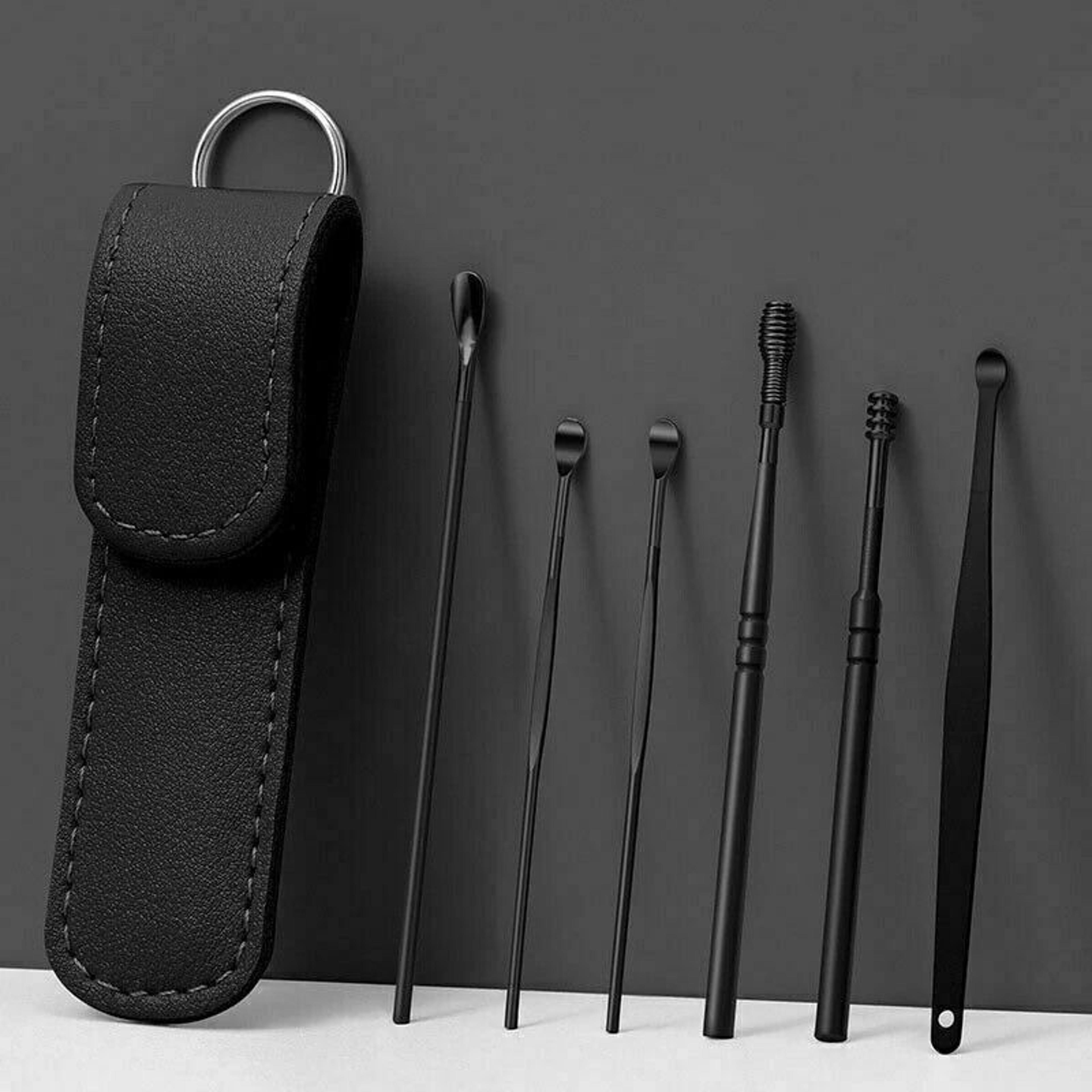 stainless steel ear wax removal kit with spiral ear pick and curette tools